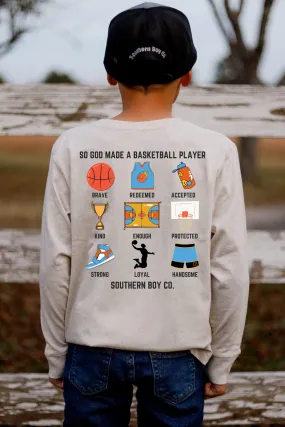 (LONG) God Says Basketball Long Sleeve Kids Tee