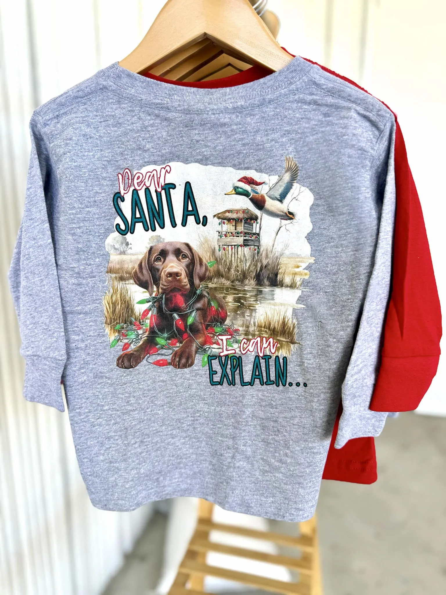 (LONG) Lab Dear Santa Long Sleeve Kids Tee