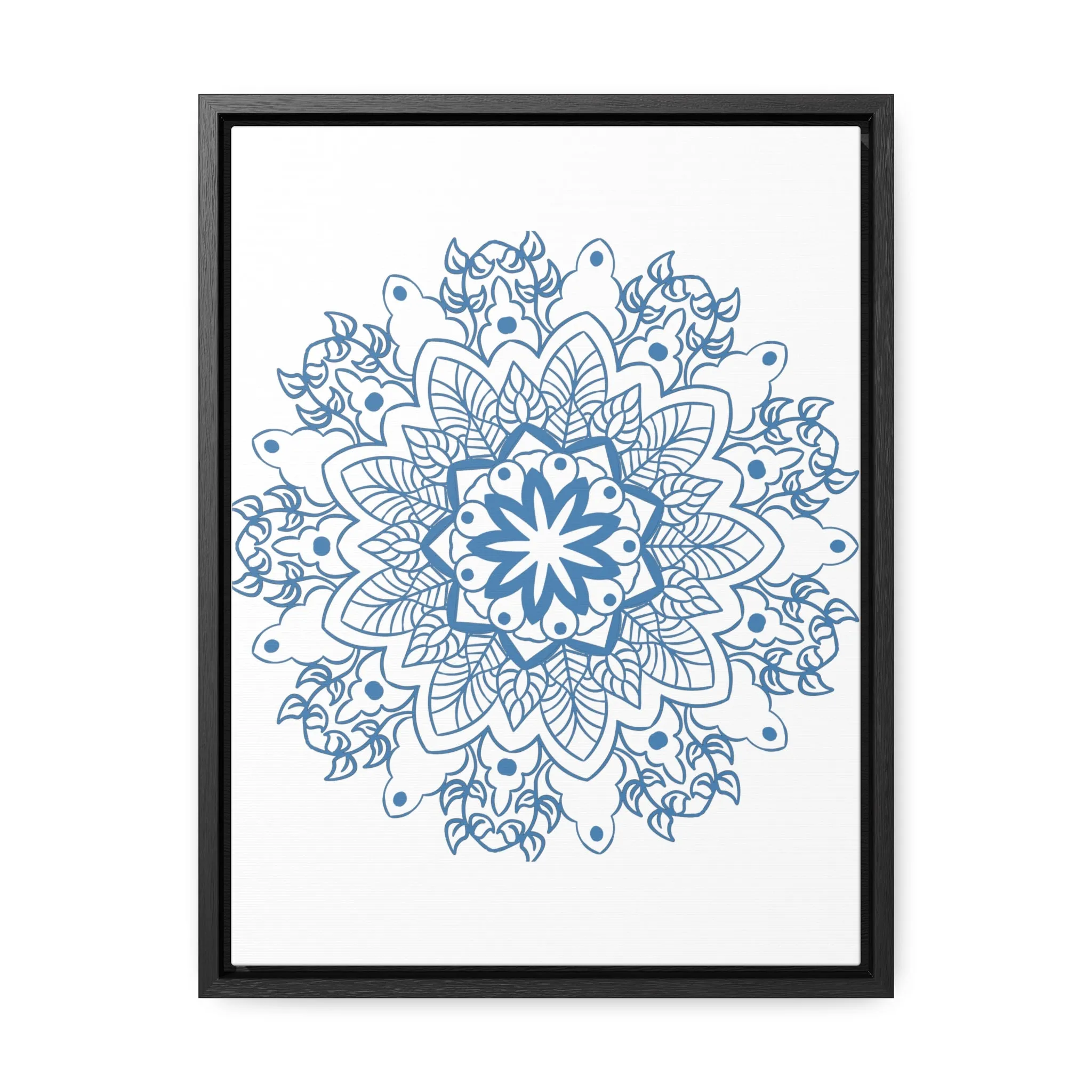 Mandala Handmade Art in Steel Blue - Vertical Frame and Gallery Canvas Wraps