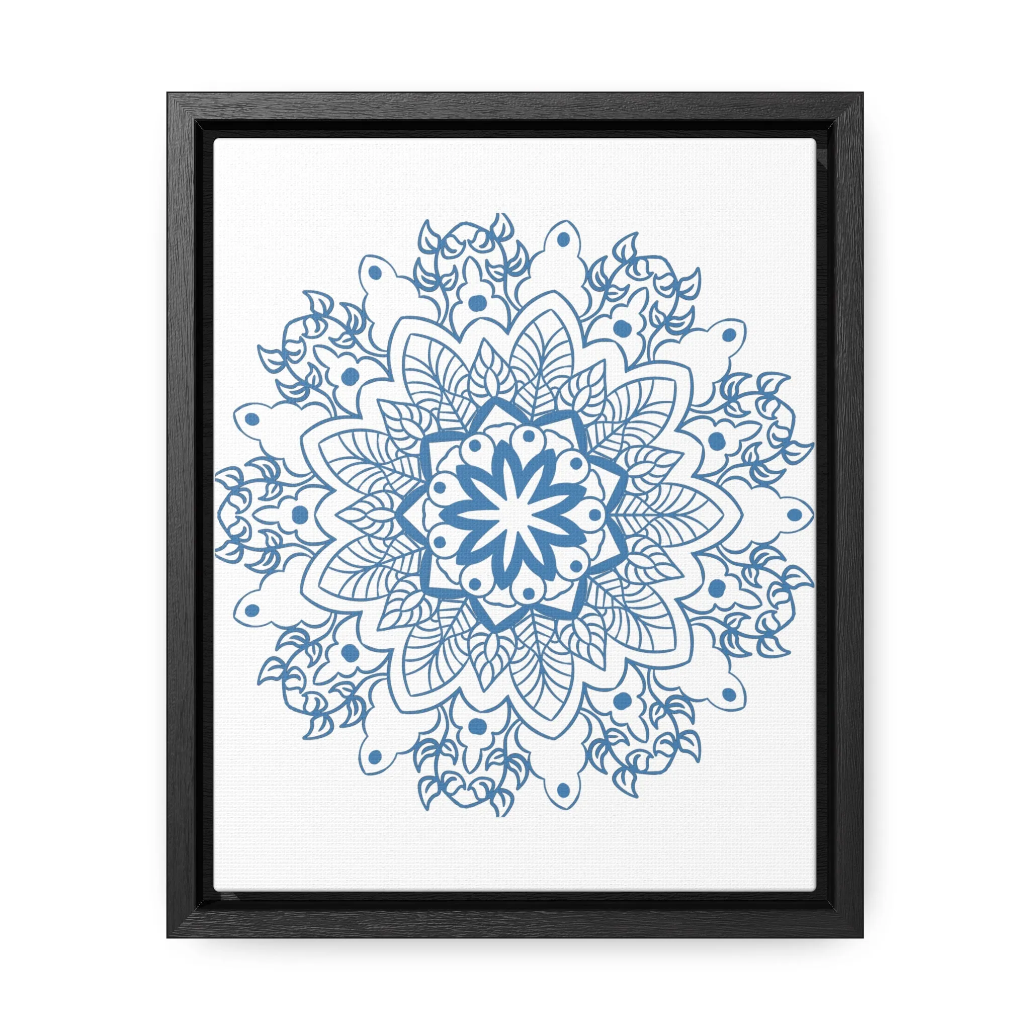 Mandala Handmade Art in Steel Blue - Vertical Frame and Gallery Canvas Wraps