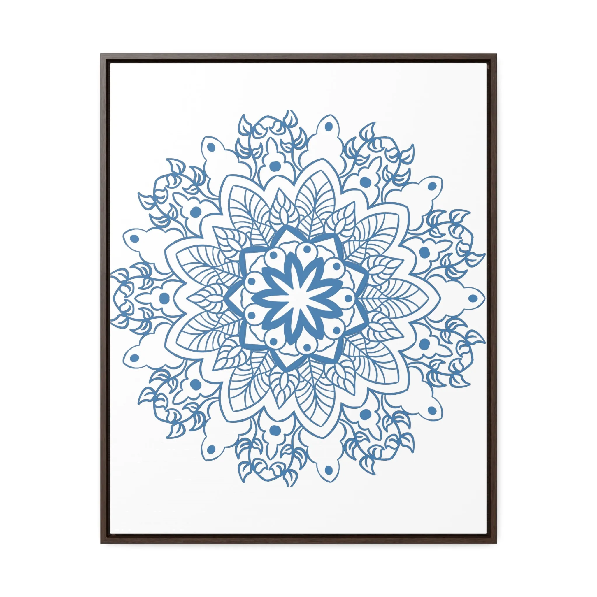 Mandala Handmade Art in Steel Blue - Vertical Frame and Gallery Canvas Wraps