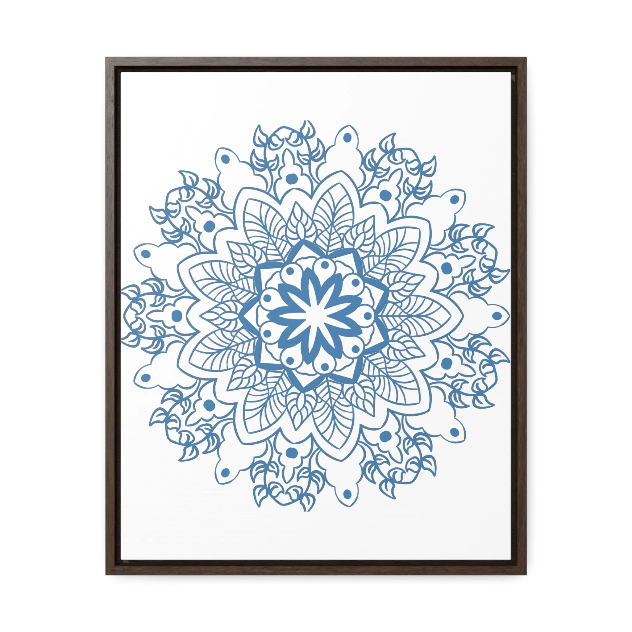 Mandala Handmade Art in Steel Blue - Vertical Frame and Gallery Canvas Wraps