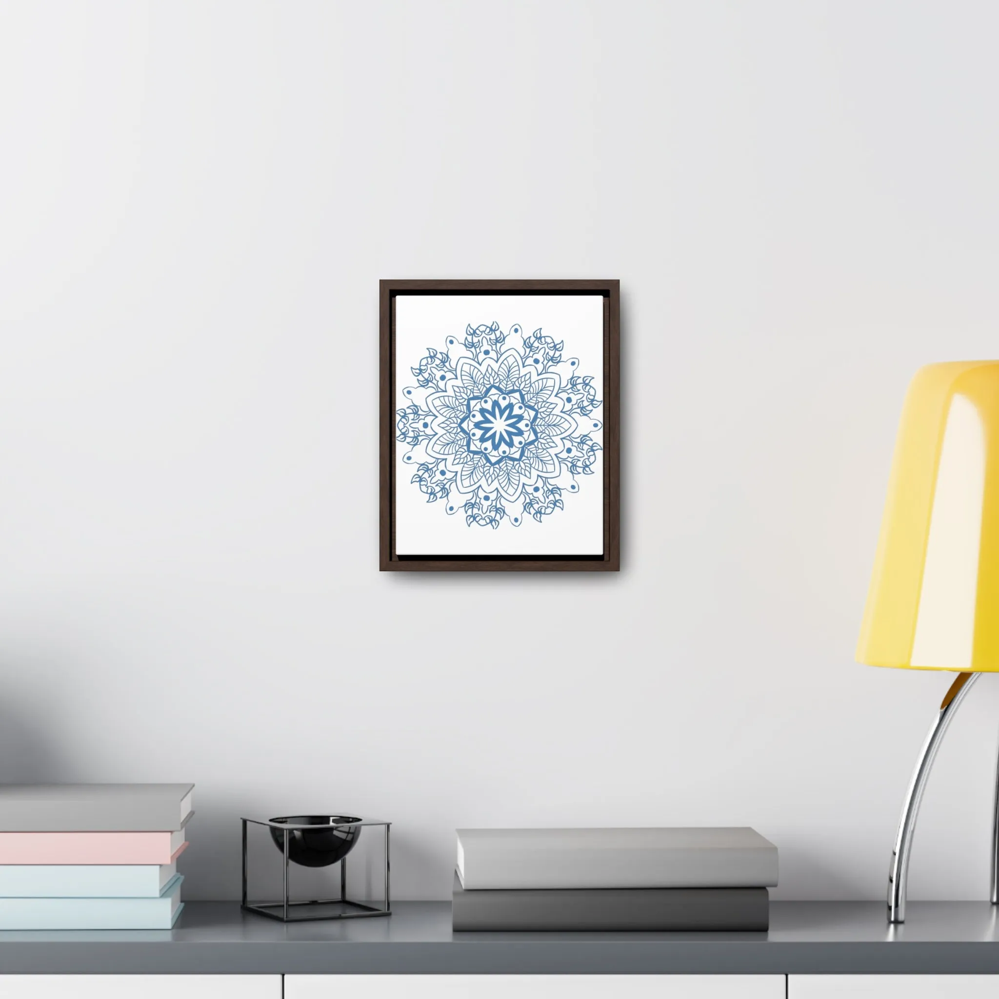 Mandala Handmade Art in Steel Blue - Vertical Frame and Gallery Canvas Wraps