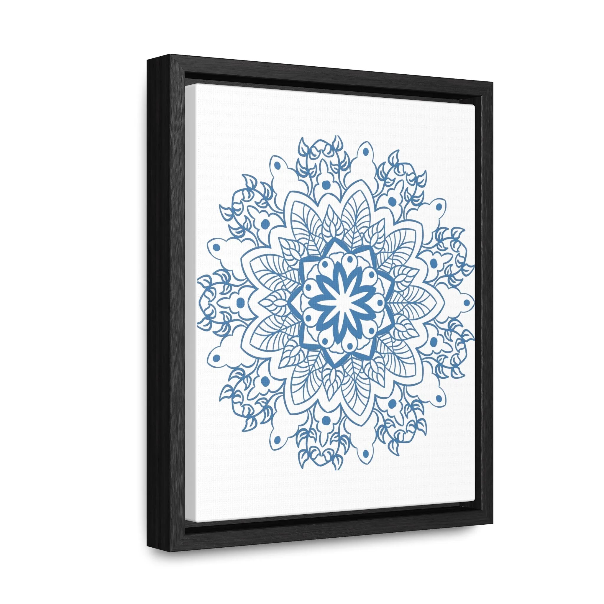 Mandala Handmade Art in Steel Blue - Vertical Frame and Gallery Canvas Wraps