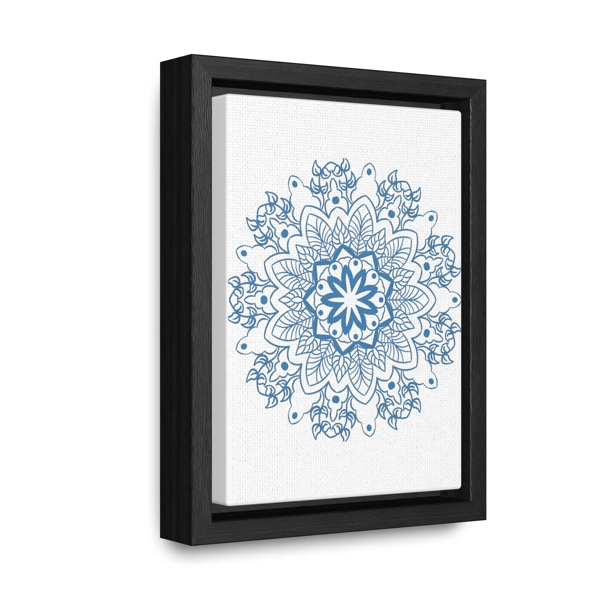 Mandala Handmade Art in Steel Blue - Vertical Frame and Gallery Canvas Wraps