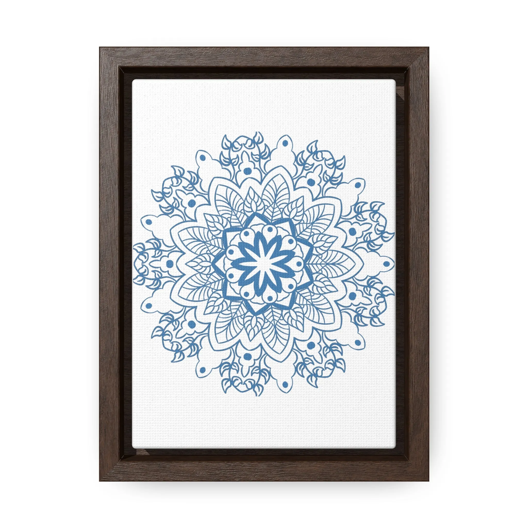Mandala Handmade Art in Steel Blue - Vertical Frame and Gallery Canvas Wraps