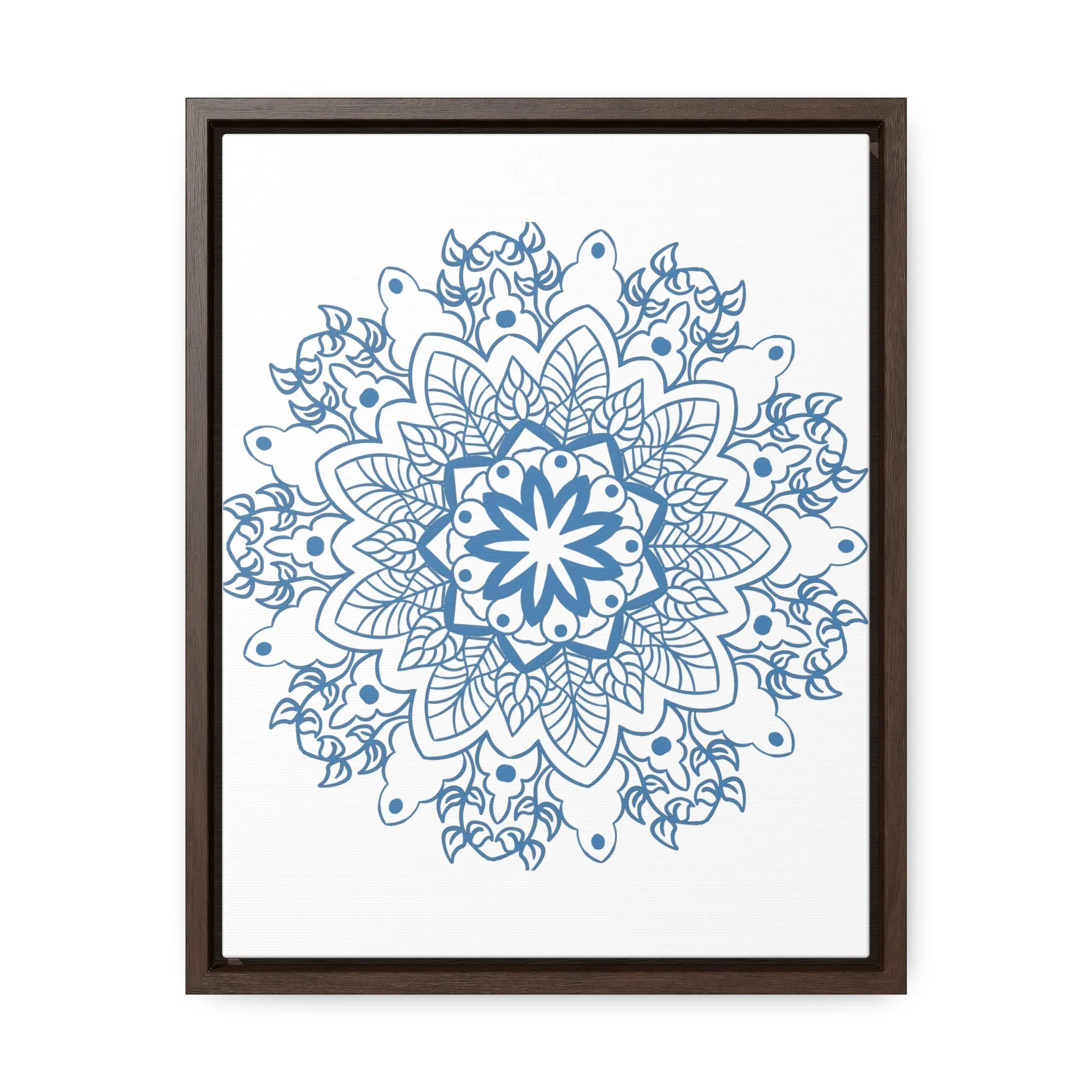 Mandala Handmade Art in Steel Blue - Vertical Frame and Gallery Canvas Wraps