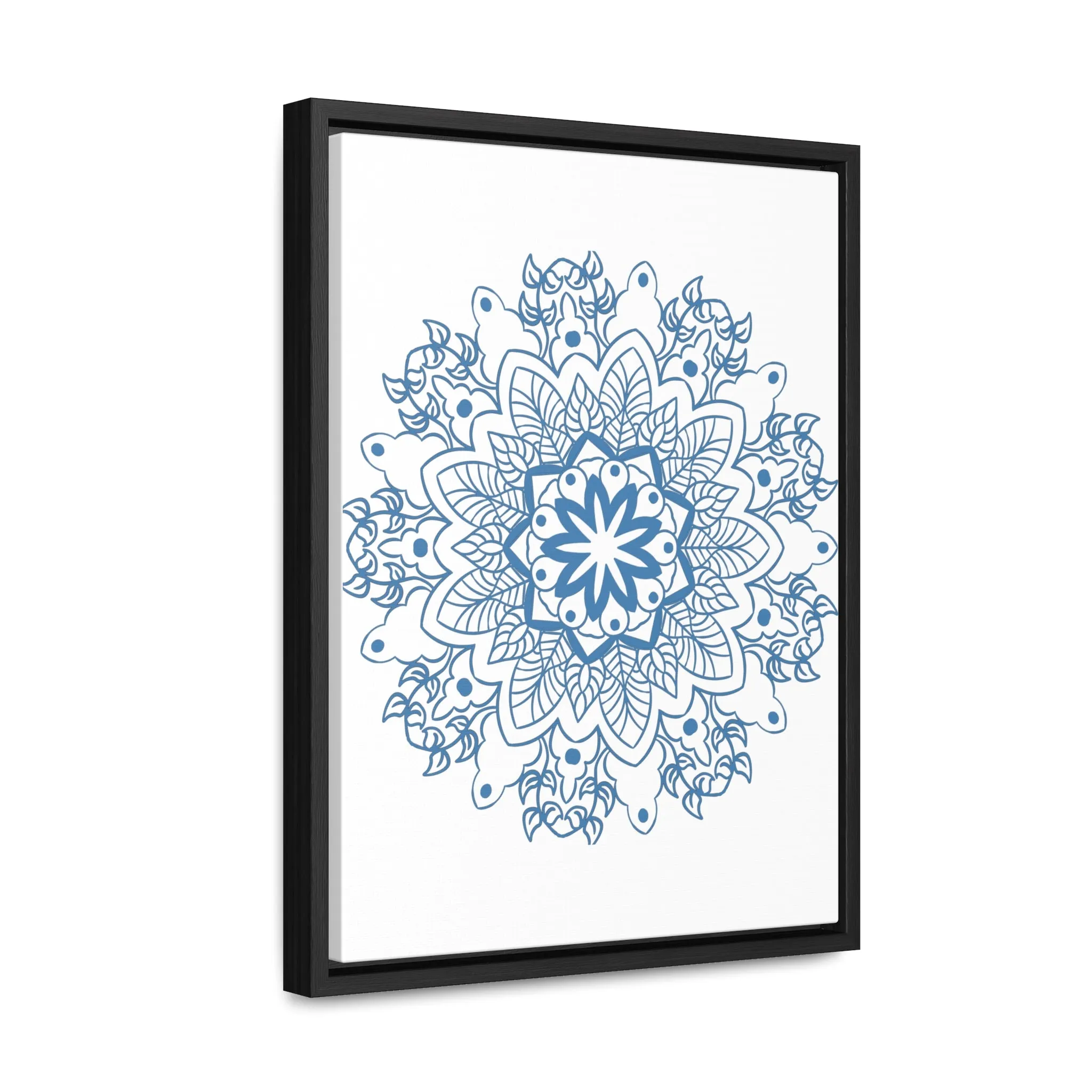 Mandala Handmade Art in Steel Blue - Vertical Frame and Gallery Canvas Wraps