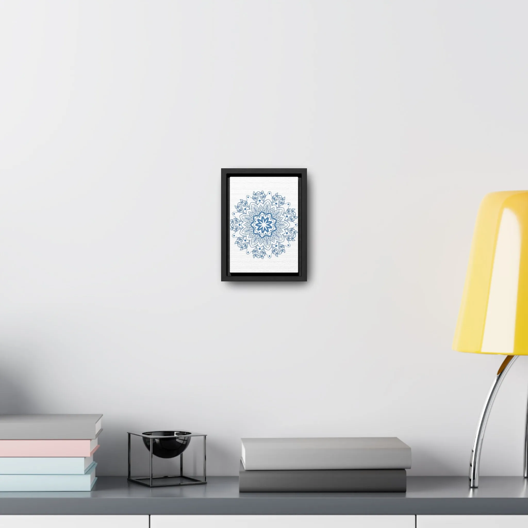Mandala Handmade Art in Steel Blue - Vertical Frame and Gallery Canvas Wraps