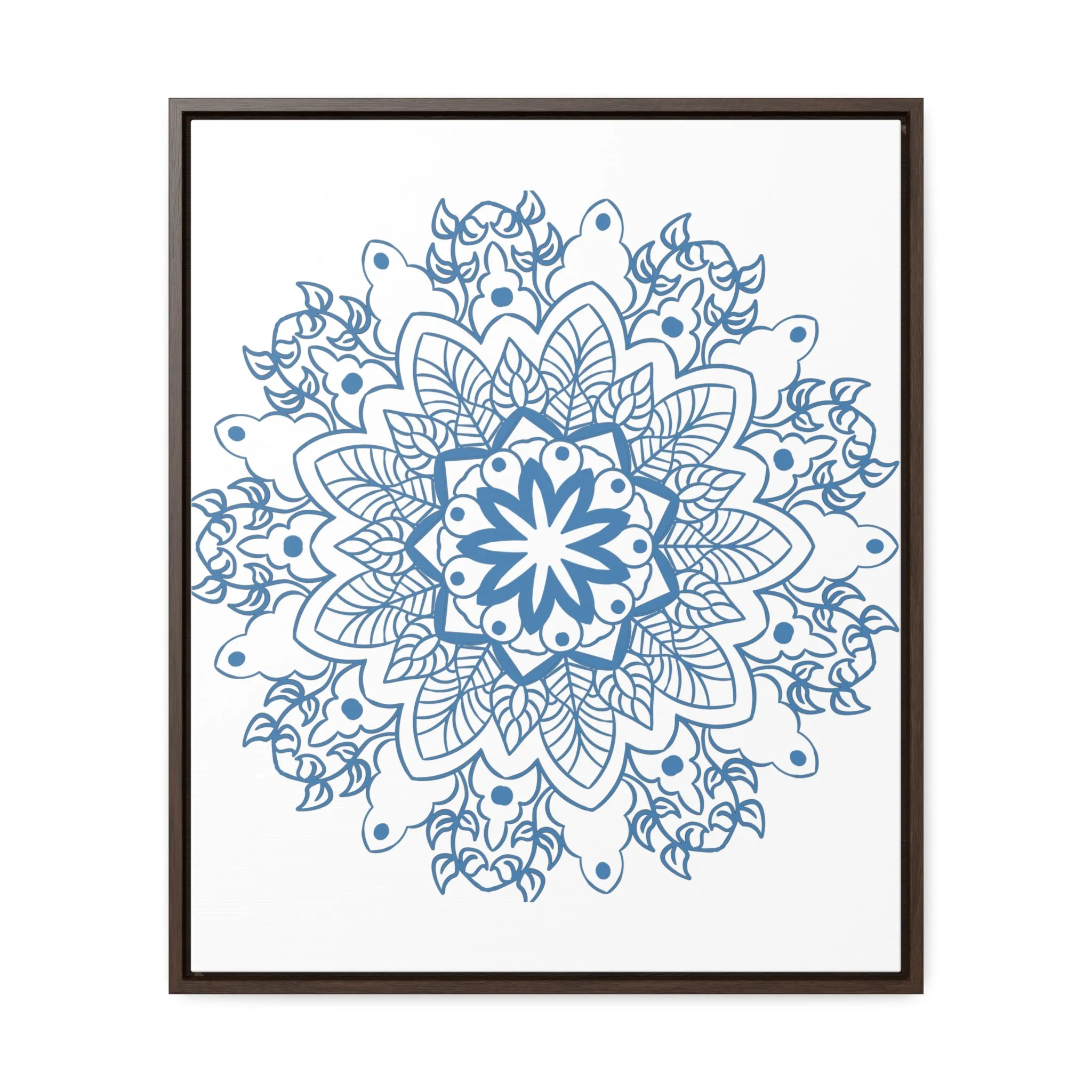 Mandala Handmade Art in Steel Blue - Vertical Frame and Gallery Canvas Wraps