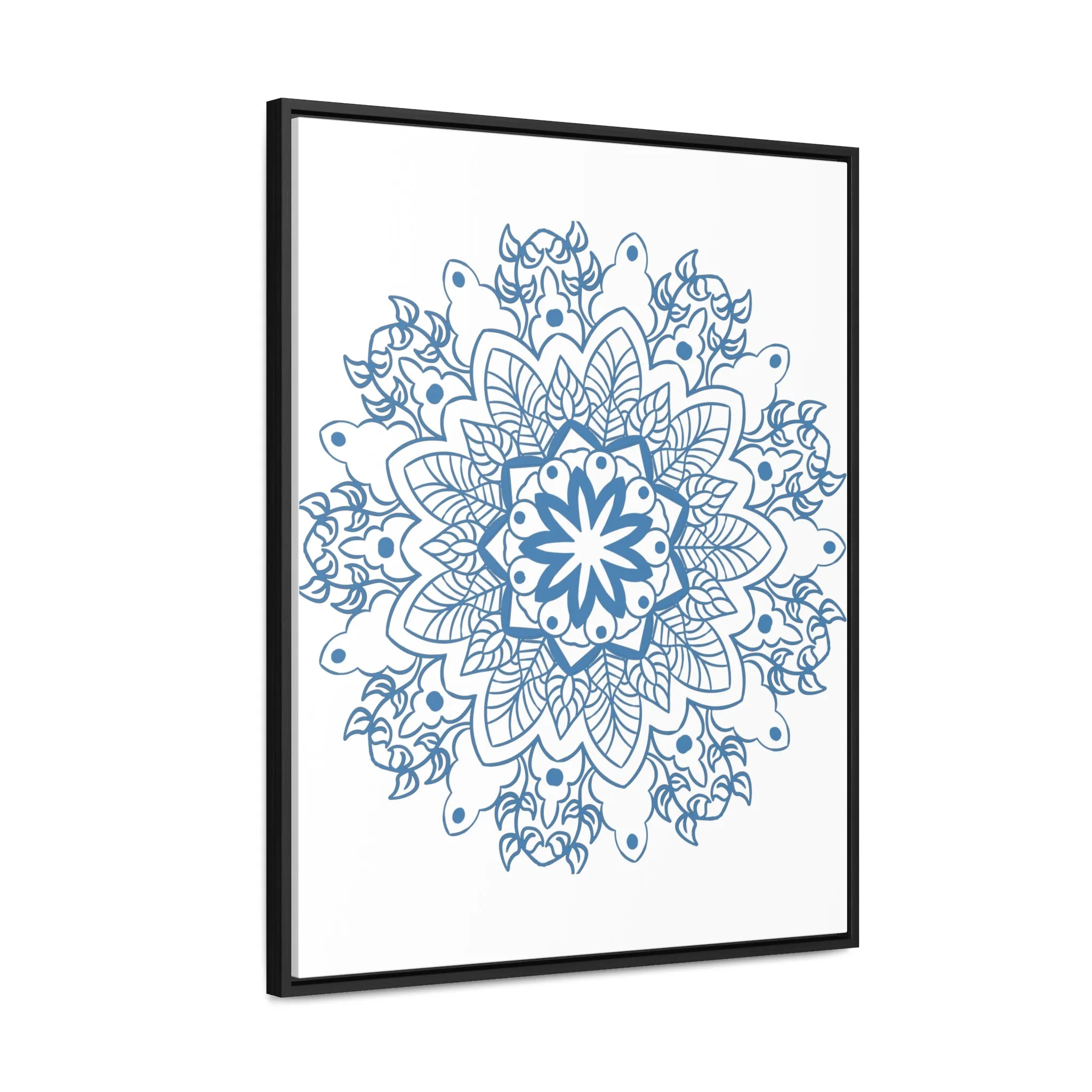 Mandala Handmade Art in Steel Blue - Vertical Frame and Gallery Canvas Wraps