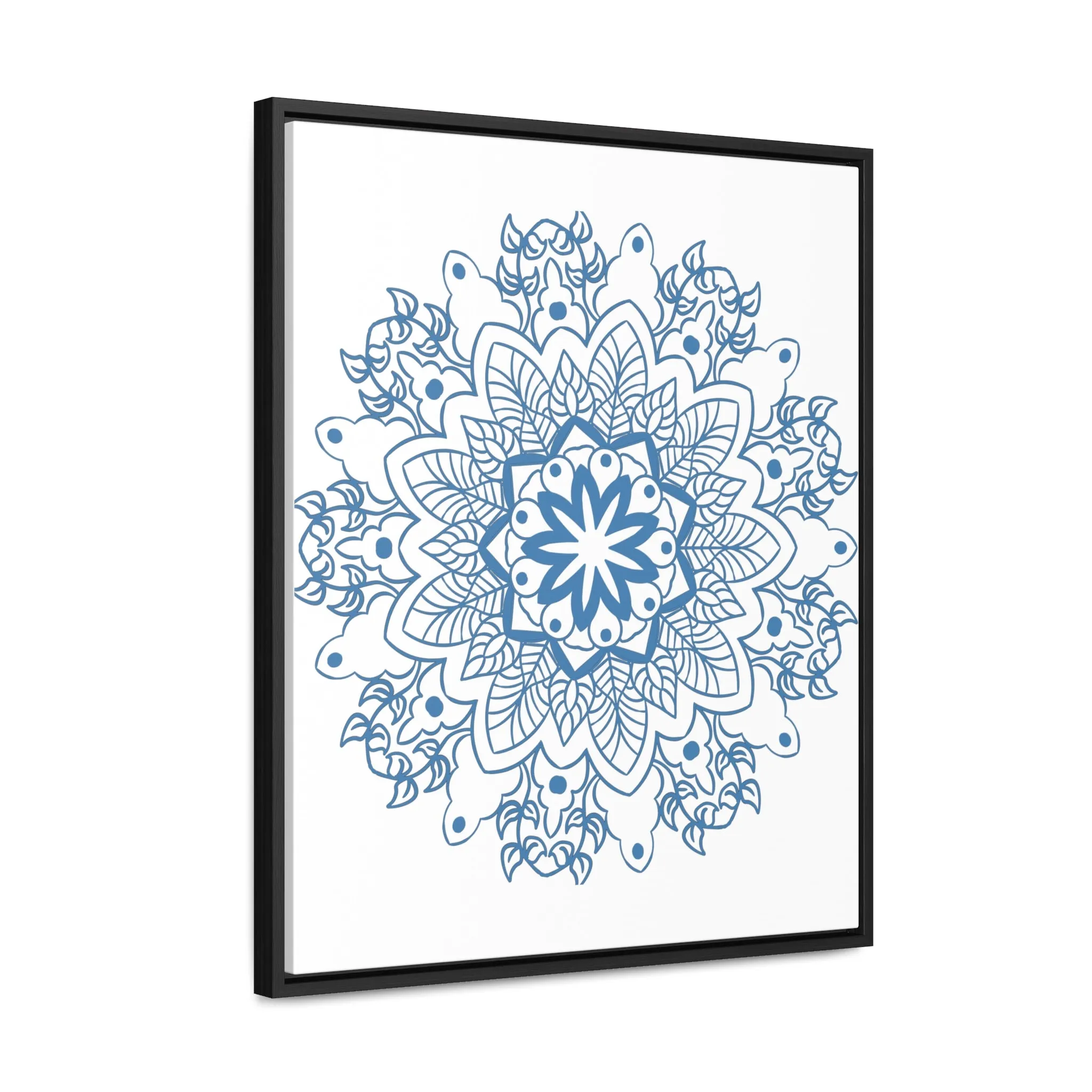 Mandala Handmade Art in Steel Blue - Vertical Frame and Gallery Canvas Wraps
