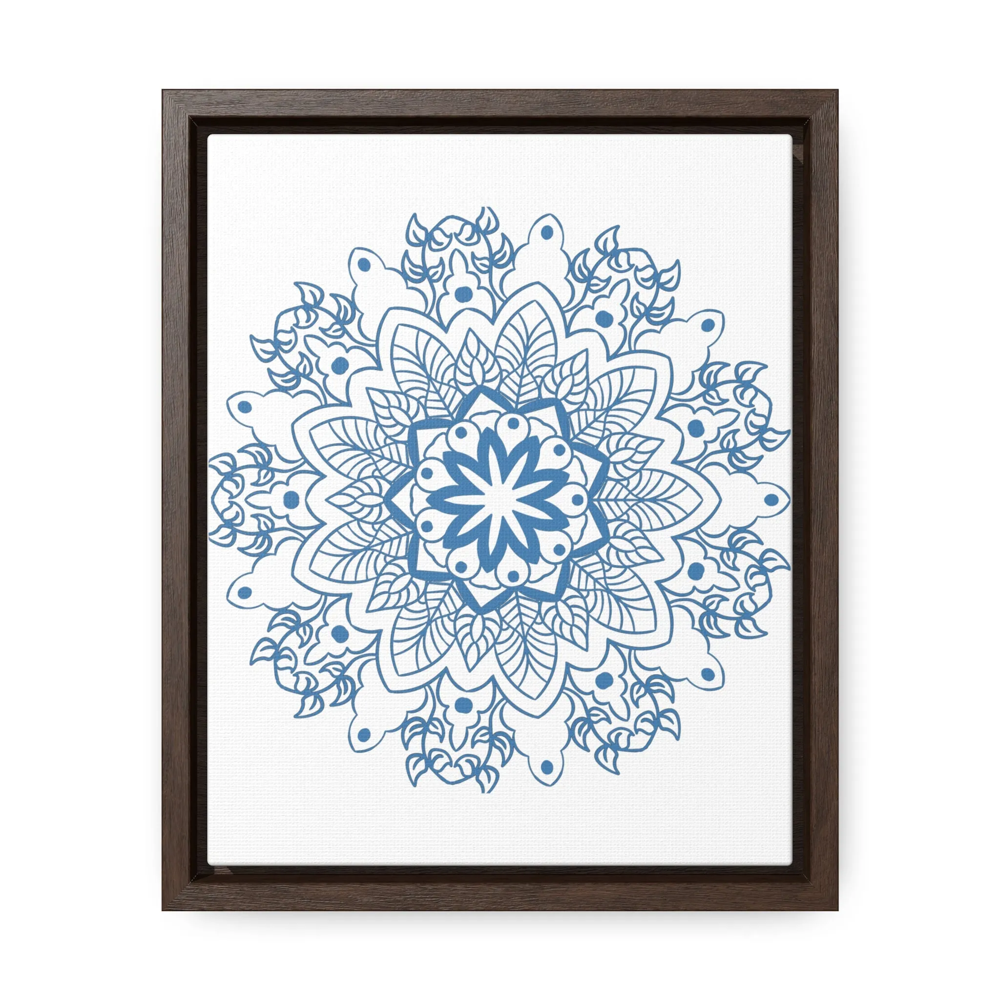 Mandala Handmade Art in Steel Blue - Vertical Frame and Gallery Canvas Wraps