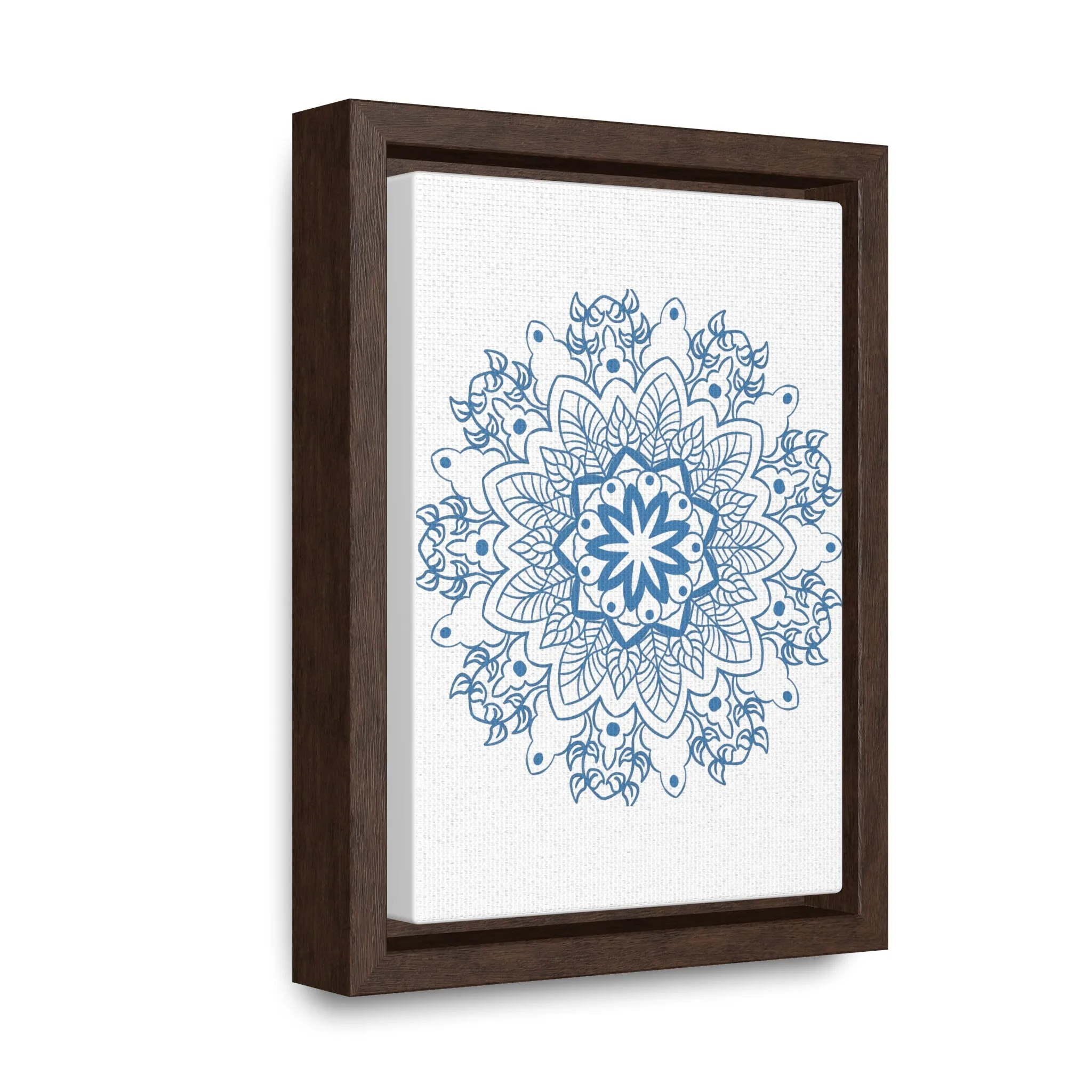 Mandala Handmade Art in Steel Blue - Vertical Frame and Gallery Canvas Wraps