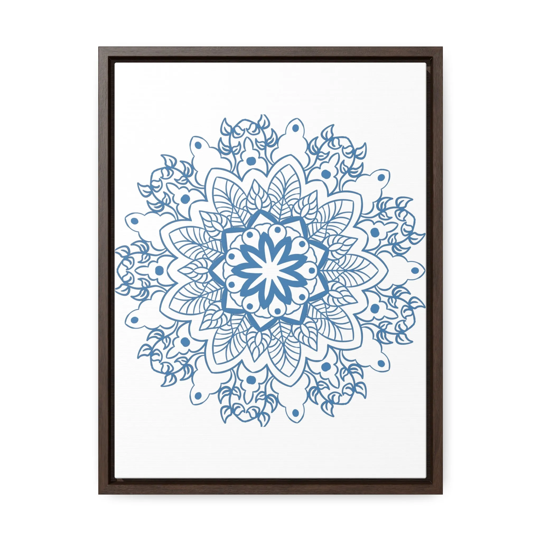 Mandala Handmade Art in Steel Blue - Vertical Frame and Gallery Canvas Wraps