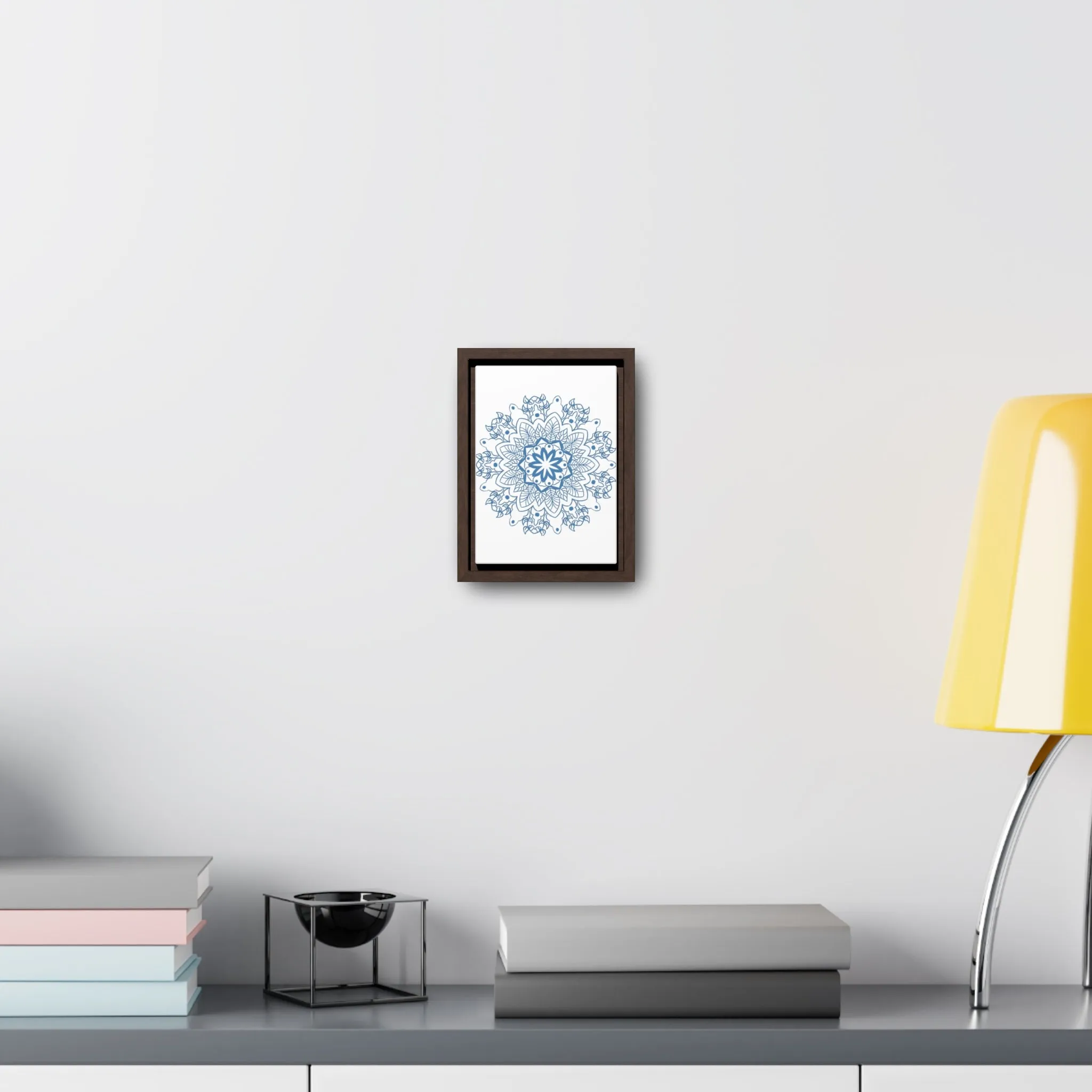 Mandala Handmade Art in Steel Blue - Vertical Frame and Gallery Canvas Wraps