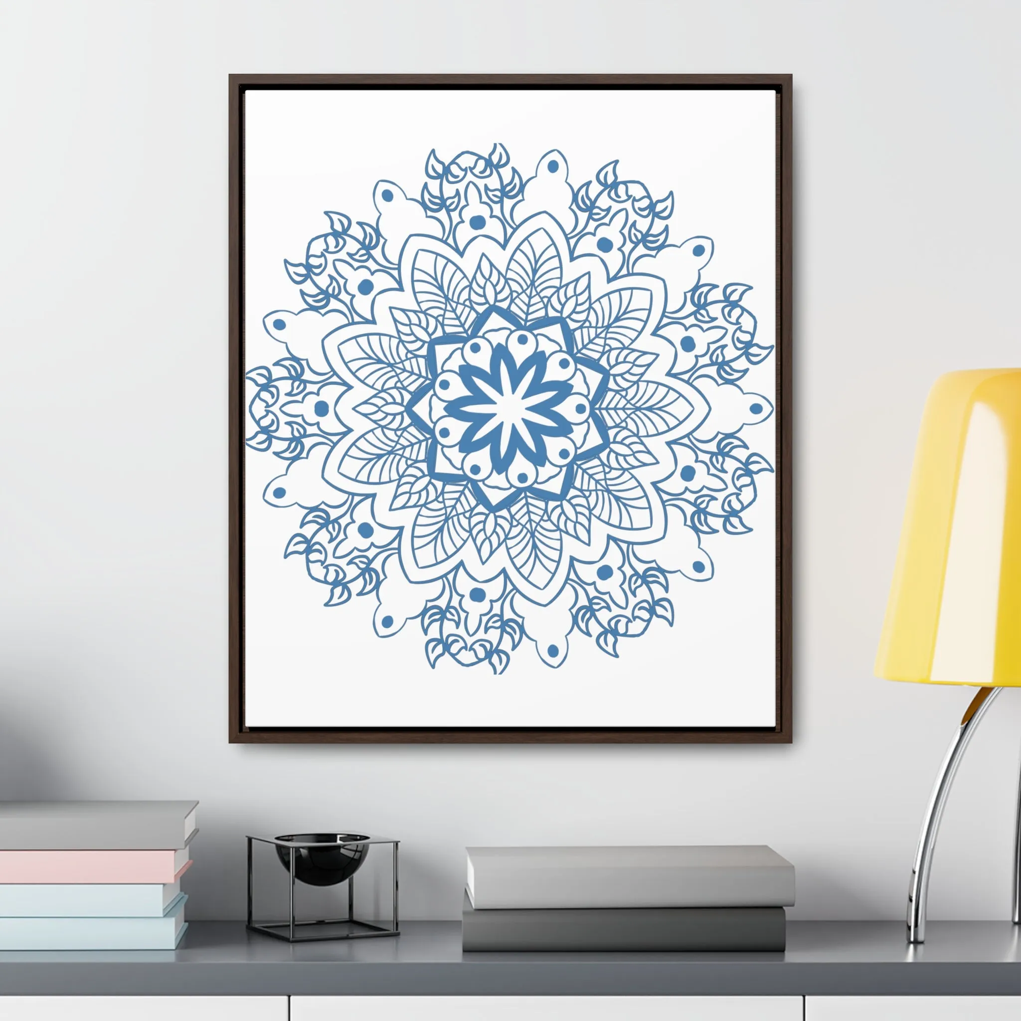 Mandala Handmade Art in Steel Blue - Vertical Frame and Gallery Canvas Wraps
