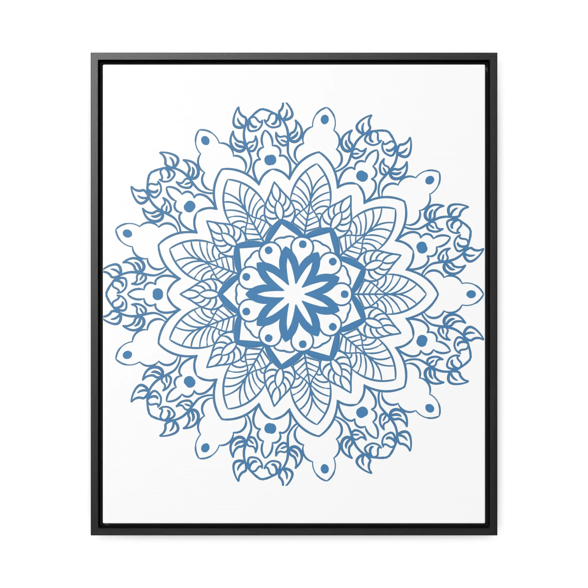 Mandala Handmade Art in Steel Blue - Vertical Frame and Gallery Canvas Wraps