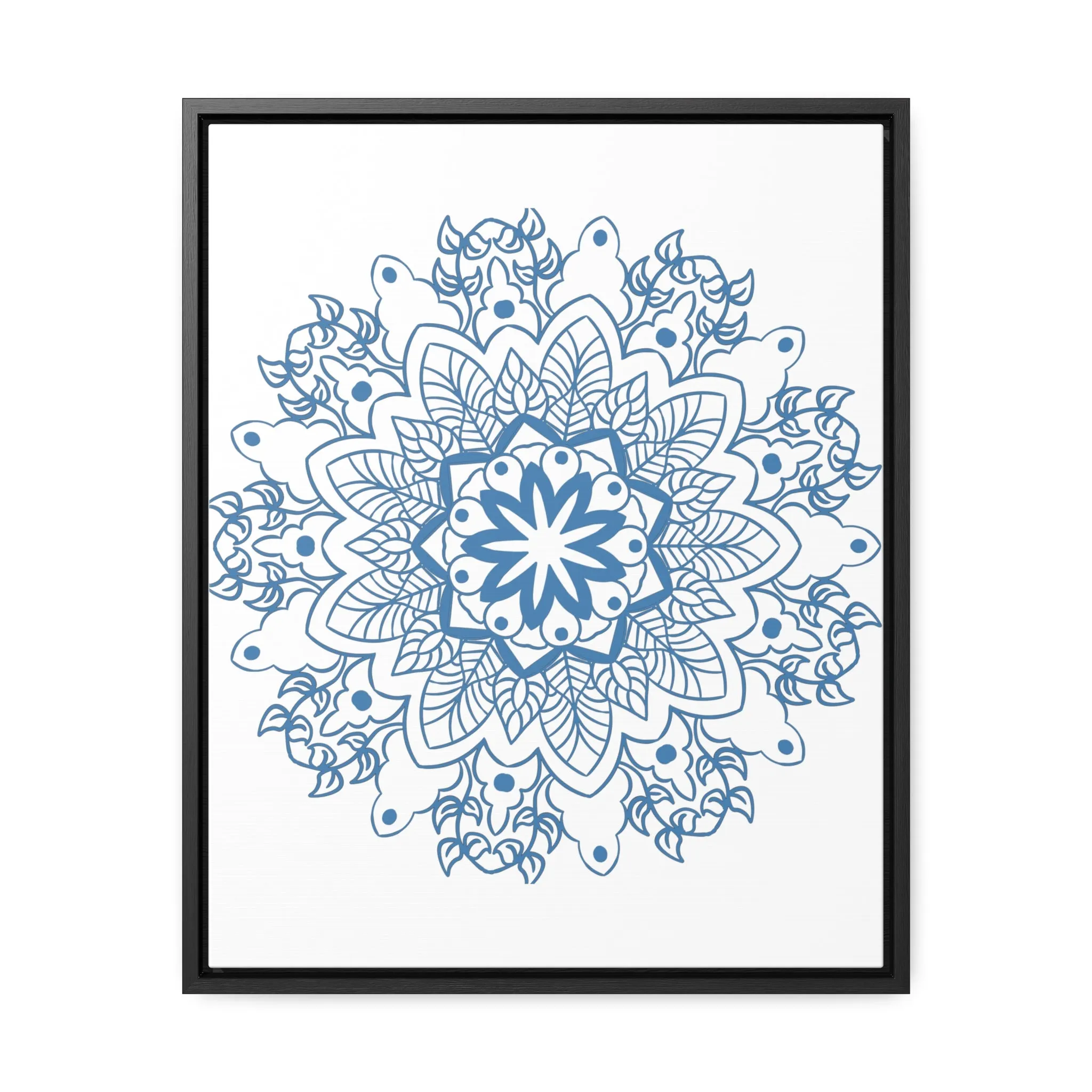 Mandala Handmade Art in Steel Blue - Vertical Frame and Gallery Canvas Wraps