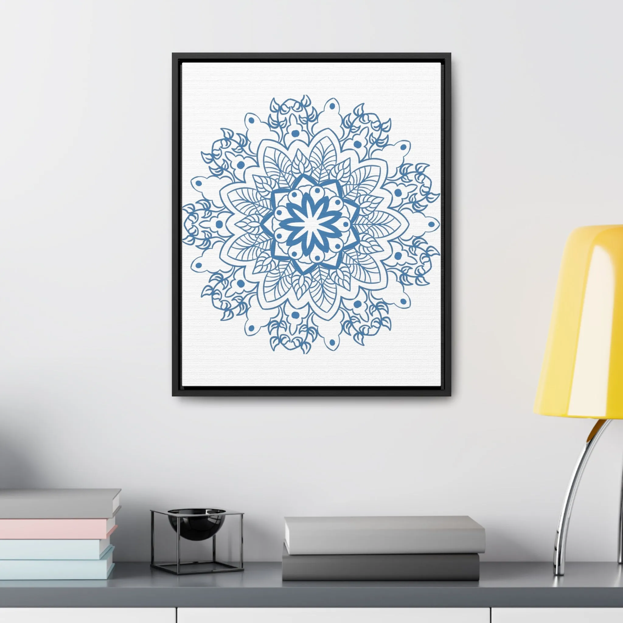 Mandala Handmade Art in Steel Blue - Vertical Frame and Gallery Canvas Wraps