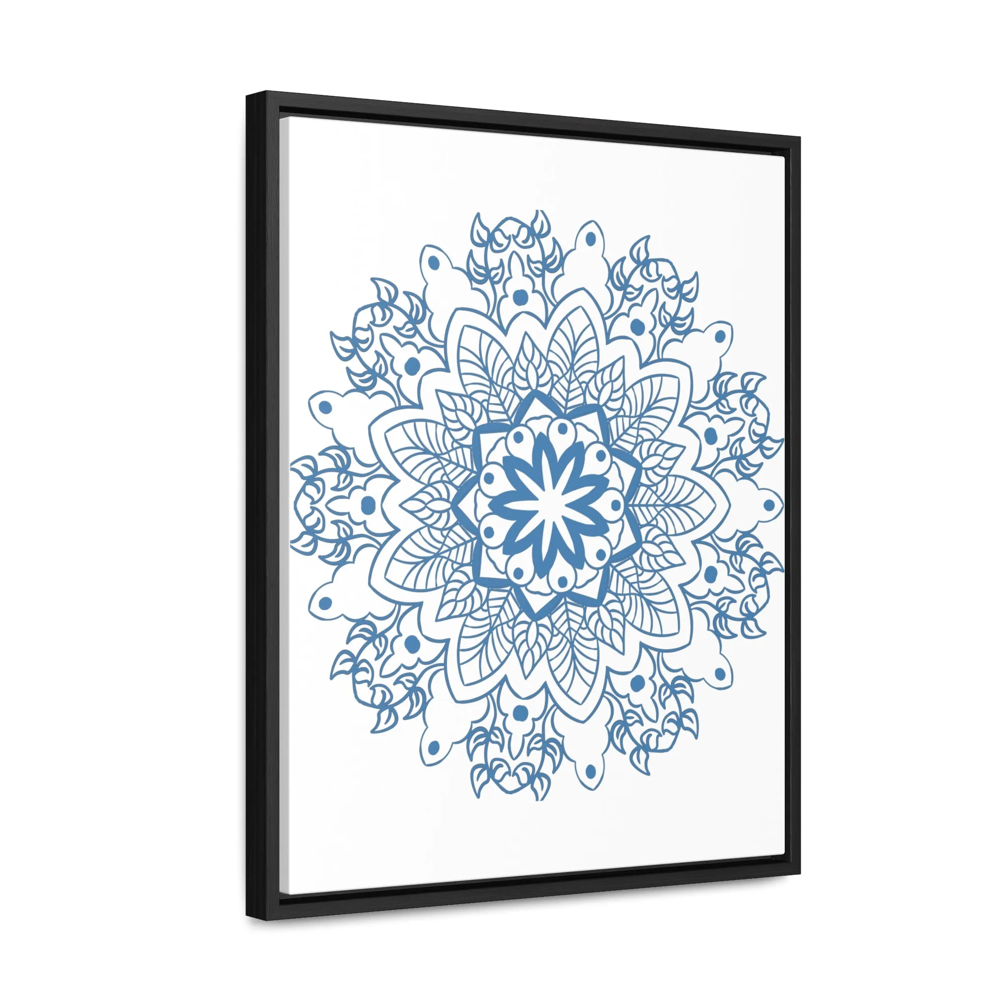 Mandala Handmade Art in Steel Blue - Vertical Frame and Gallery Canvas Wraps