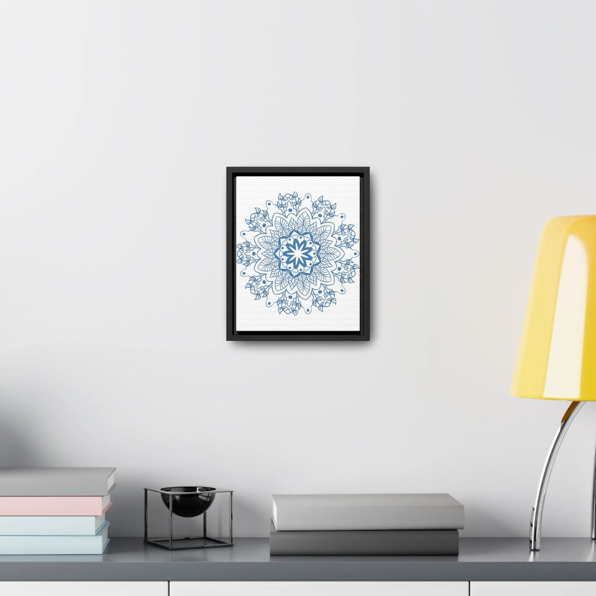 Mandala Handmade Art in Steel Blue - Vertical Frame and Gallery Canvas Wraps