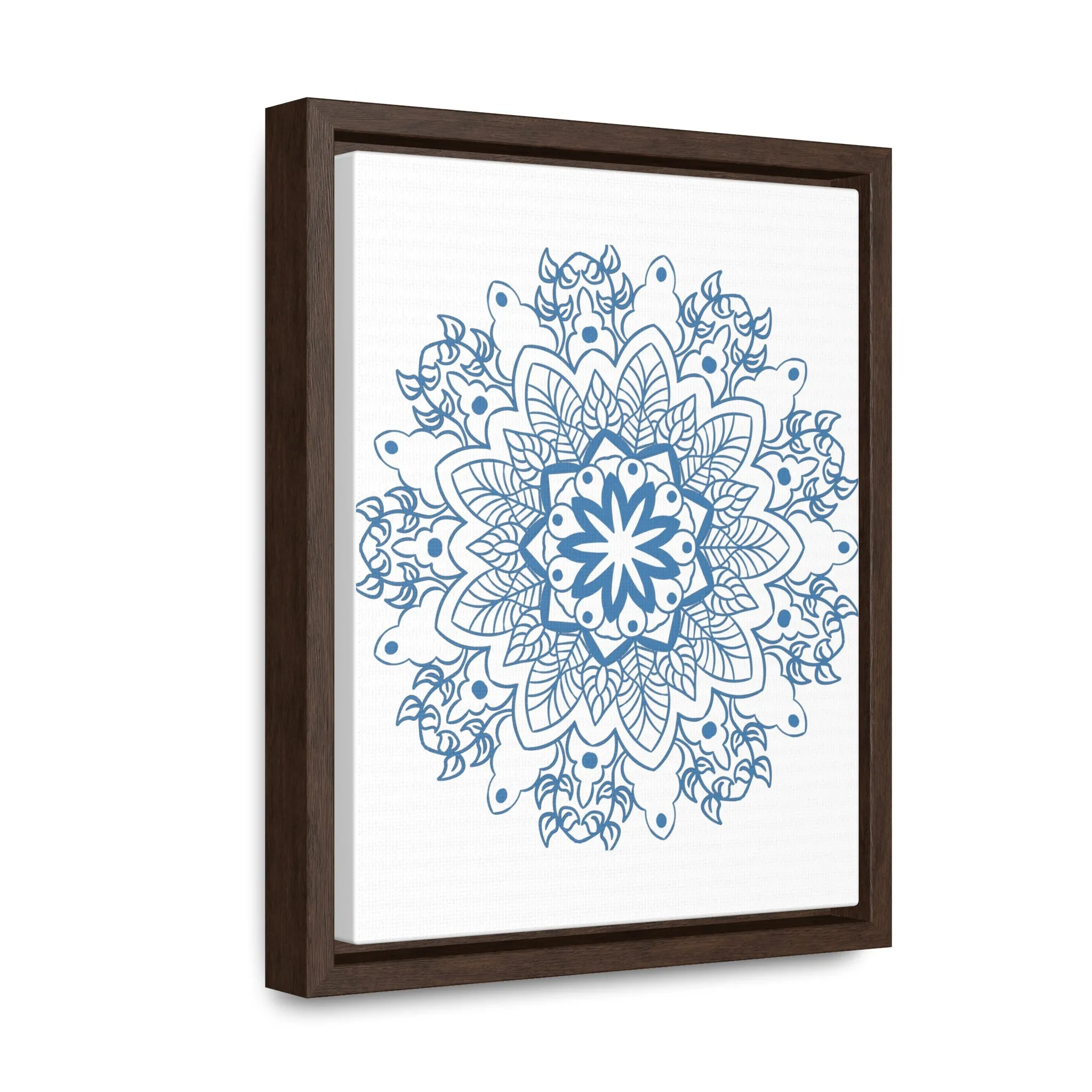 Mandala Handmade Art in Steel Blue - Vertical Frame and Gallery Canvas Wraps