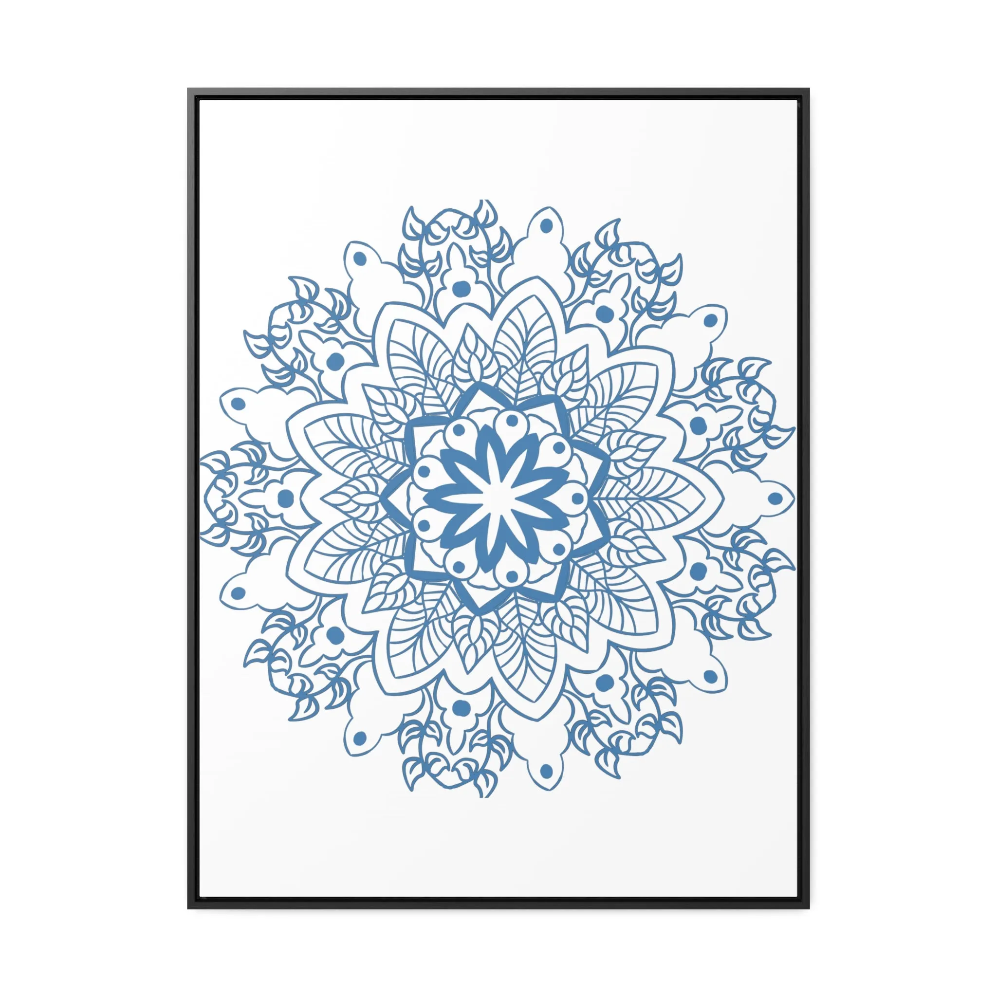 Mandala Handmade Art in Steel Blue - Vertical Frame and Gallery Canvas Wraps