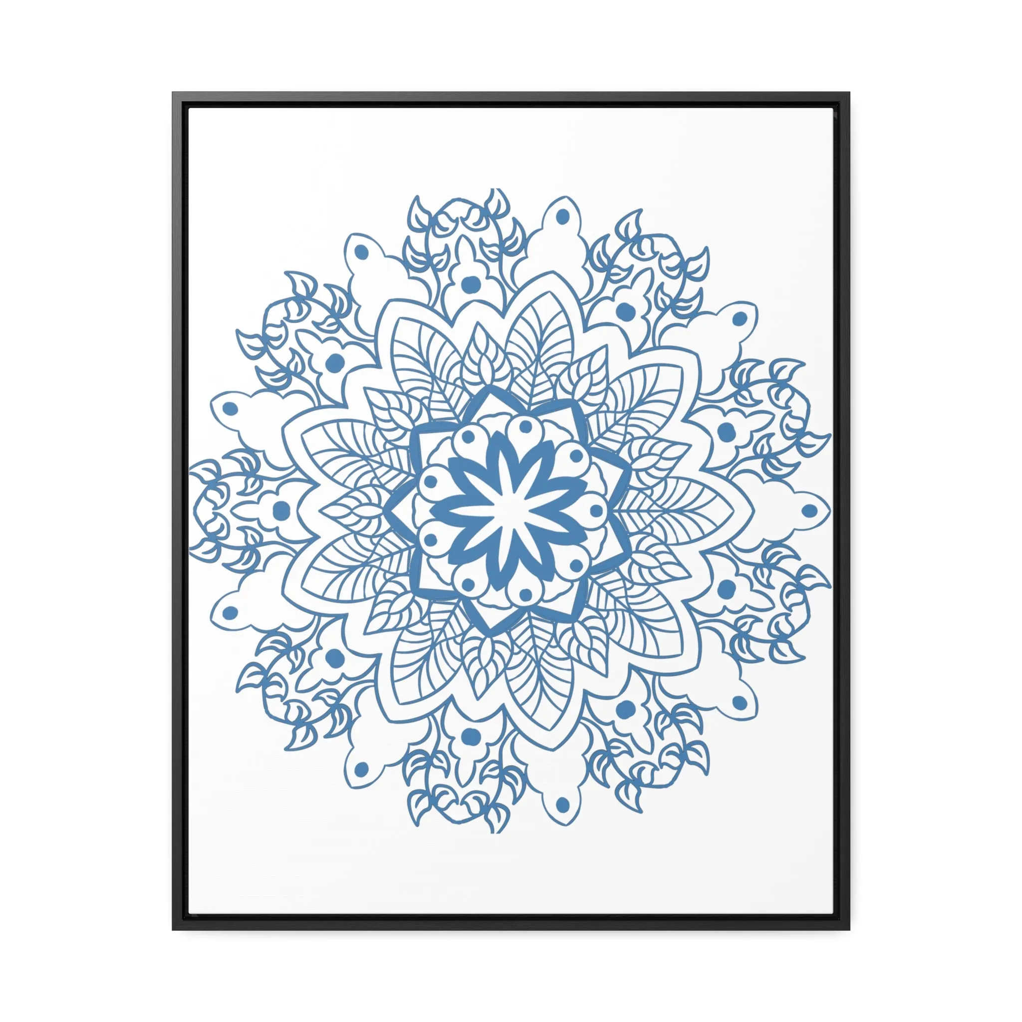 Mandala Handmade Art in Steel Blue - Vertical Frame and Gallery Canvas Wraps