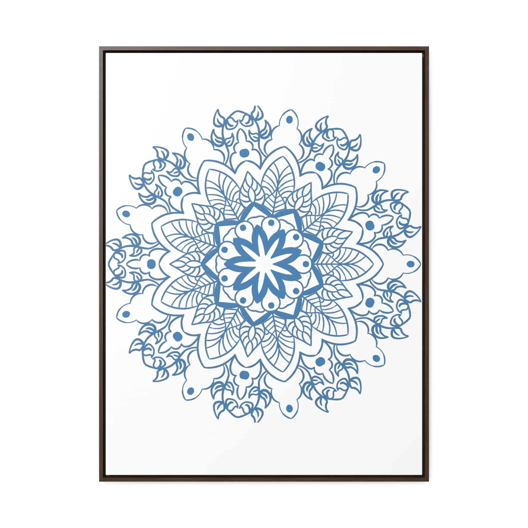 Mandala Handmade Art in Steel Blue - Vertical Frame and Gallery Canvas Wraps