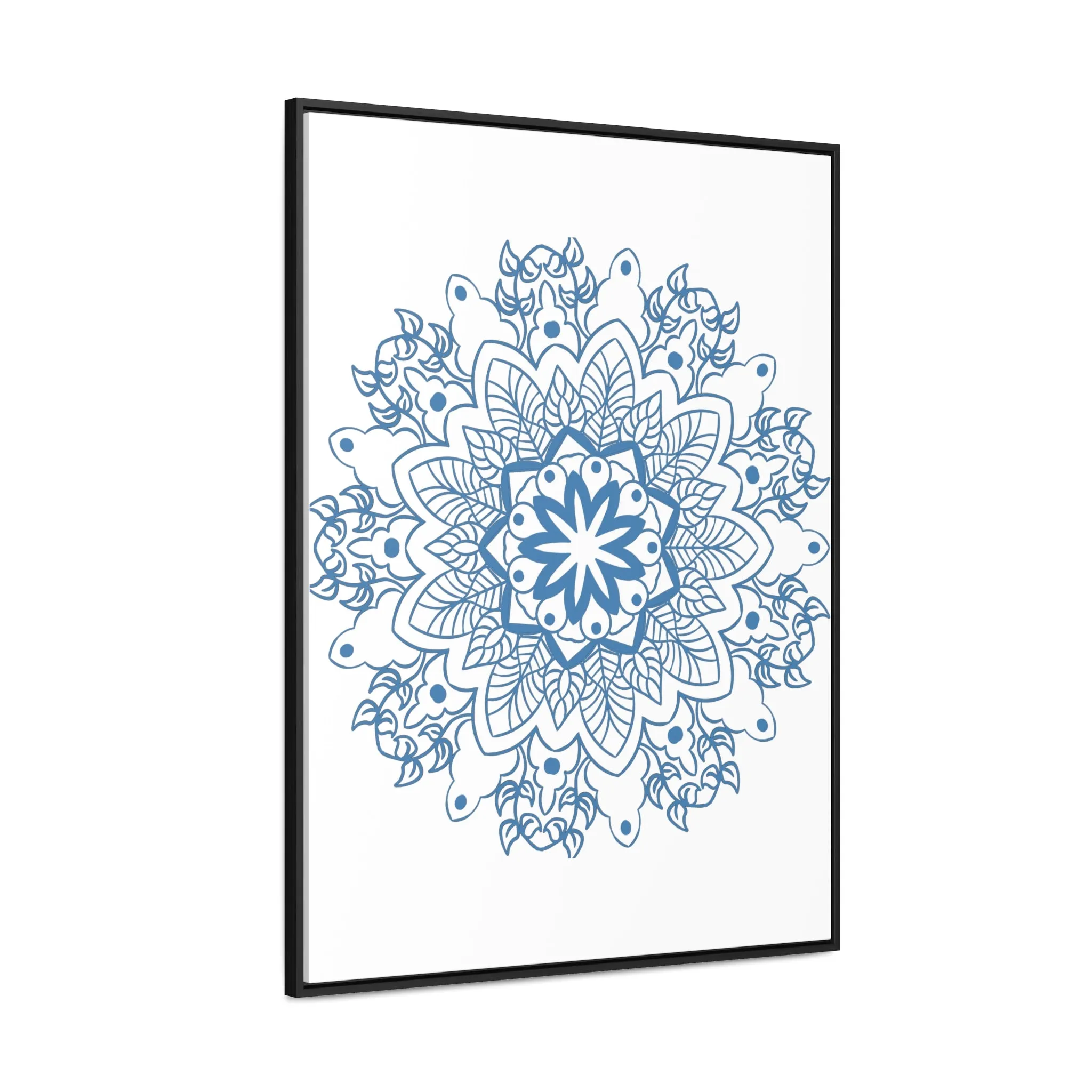 Mandala Handmade Art in Steel Blue - Vertical Frame and Gallery Canvas Wraps