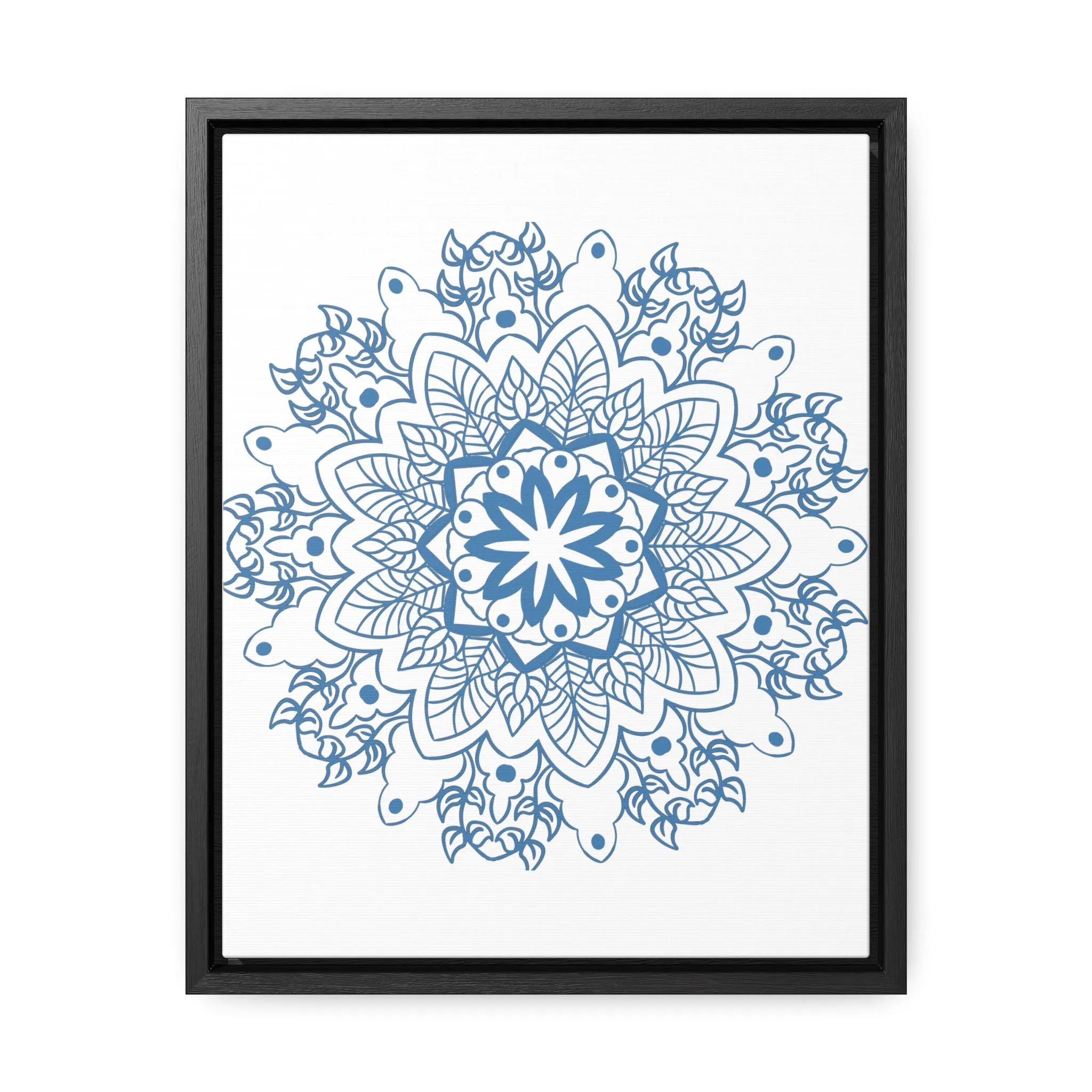 Mandala Handmade Art in Steel Blue - Vertical Frame and Gallery Canvas Wraps