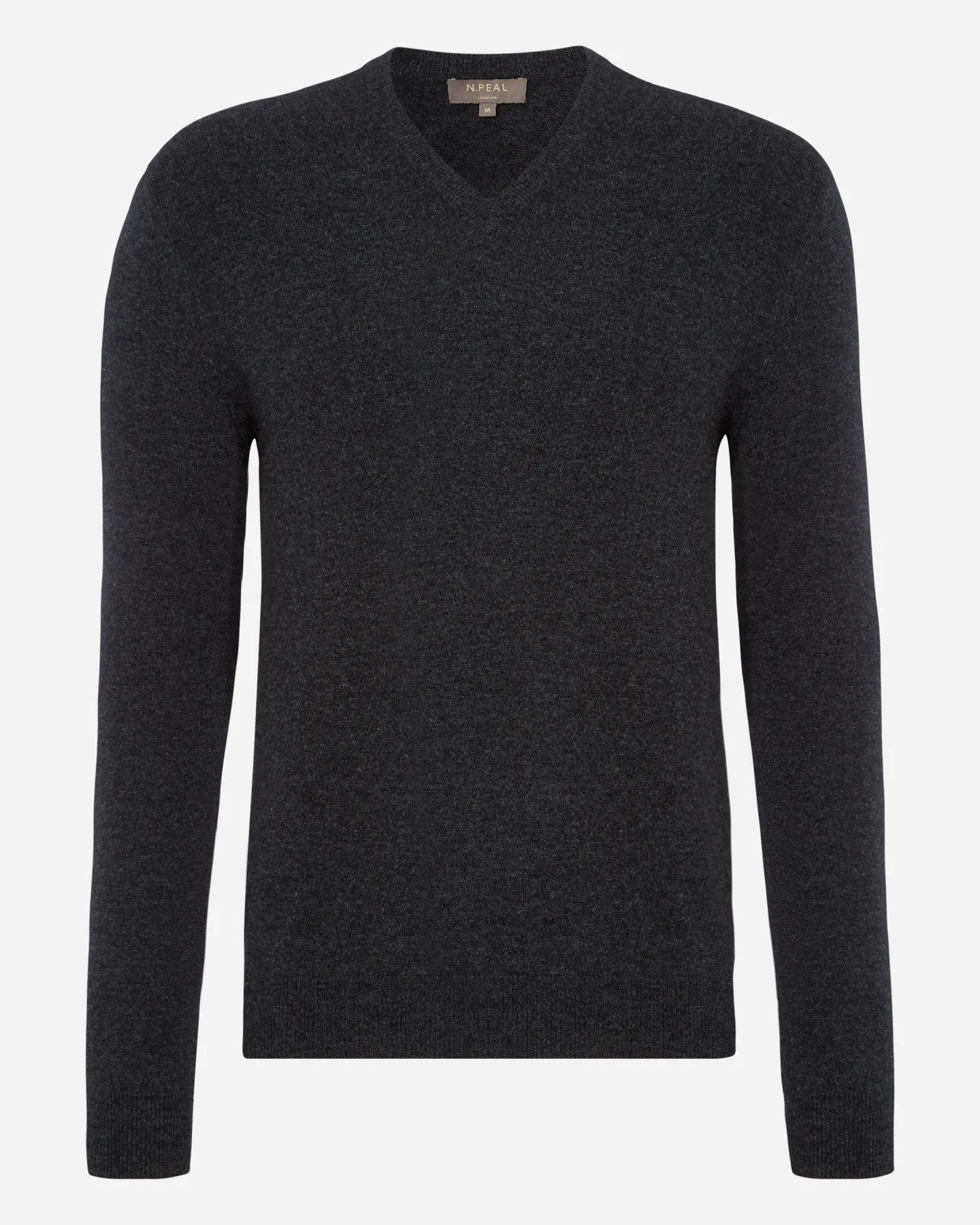 Men's Burlington V Neck Cashmere Sweater Dark Charcoal Grey