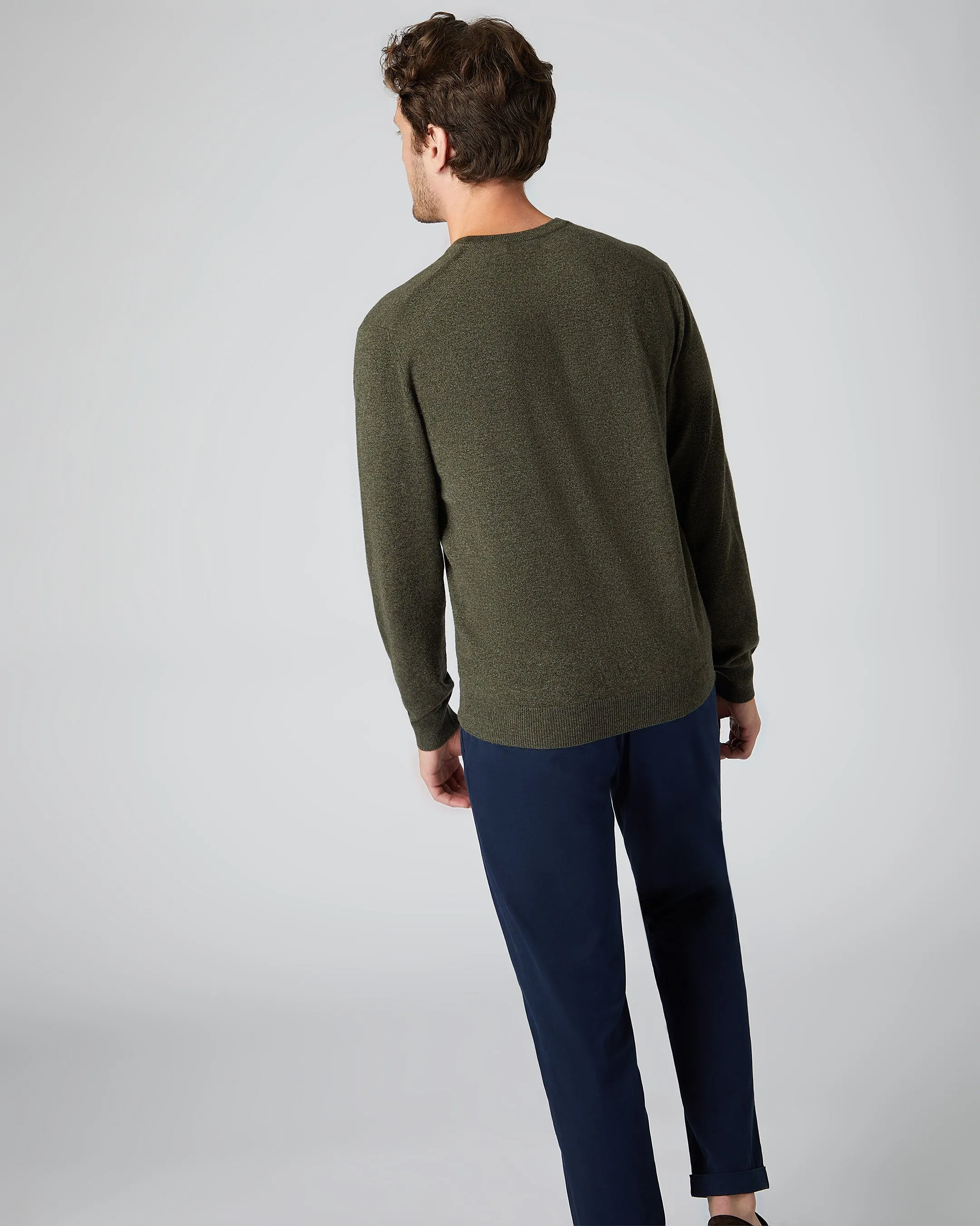 Men's Burlington V Neck Cashmere Sweater Moss Green