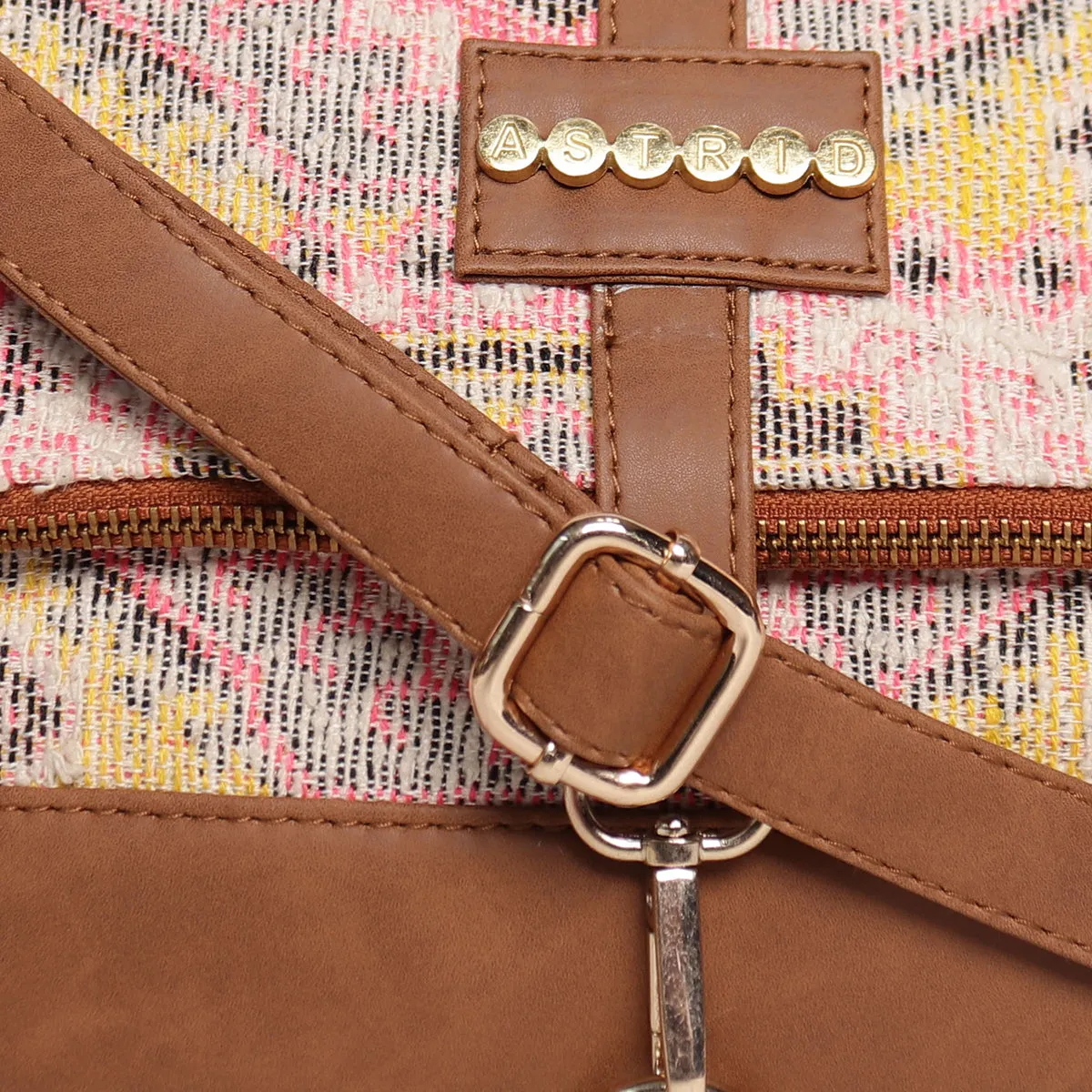Multi Colour  Dhurry   Fabric Crossbody Sling/Travel Pouch With Pu Handle