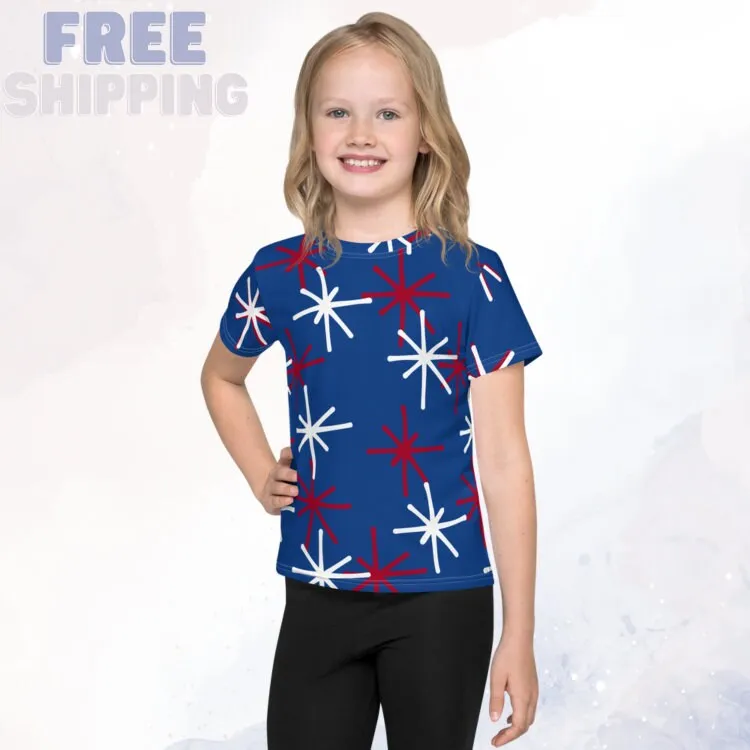 Patriotic Blue Crew Neck Tee for Kids
