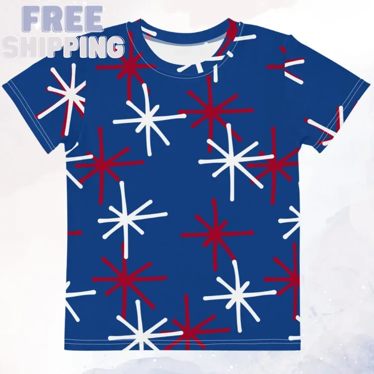 Patriotic Blue Crew Neck Tee for Kids