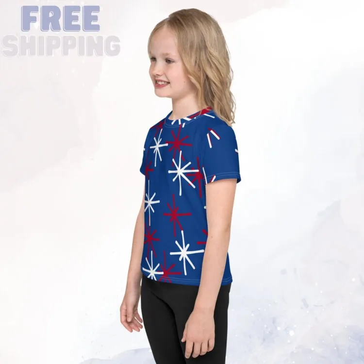 Patriotic Blue Crew Neck Tee for Kids