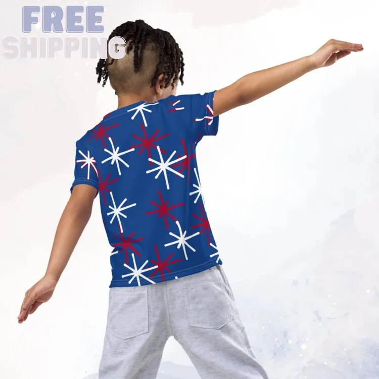 Patriotic Blue Crew Neck Tee for Kids