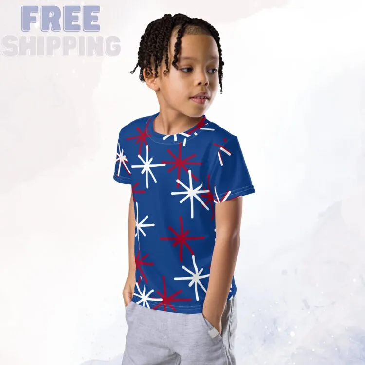 Patriotic Blue Crew Neck Tee for Kids