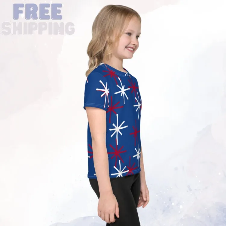 Patriotic Blue Crew Neck Tee for Kids