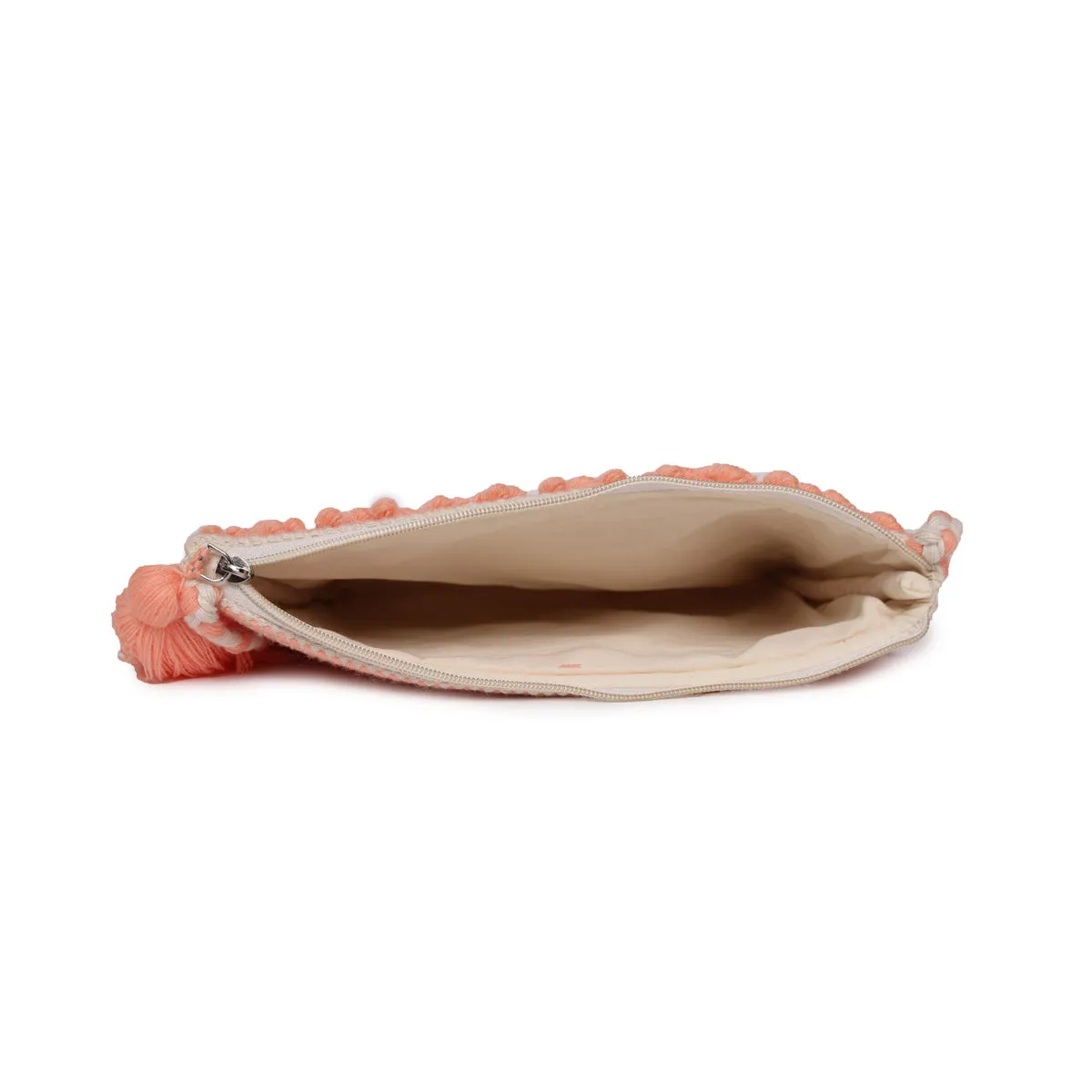 Peach Colour  Handloom Makeup/Travel Pouch With Beautiful Tassel And Braided Shoulder Handle