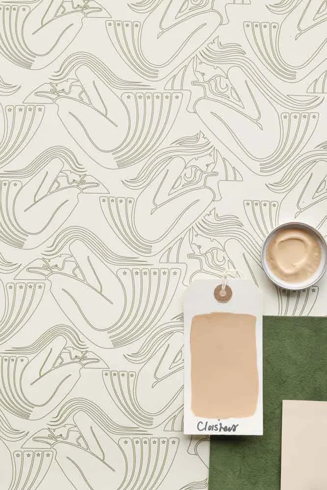 Rockett St George Deco Nymph Parchment Wallpaper