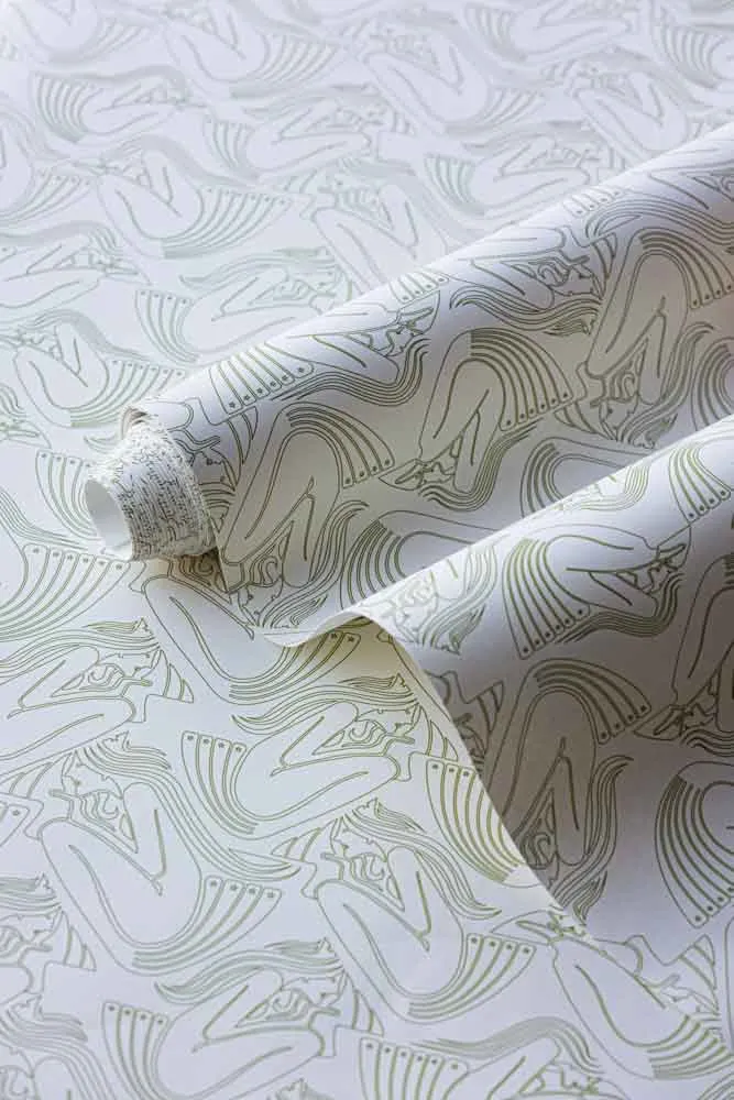 Rockett St George Deco Nymph Parchment Wallpaper