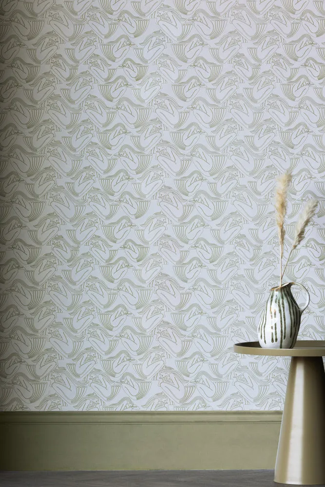 Rockett St George Deco Nymph Parchment Wallpaper