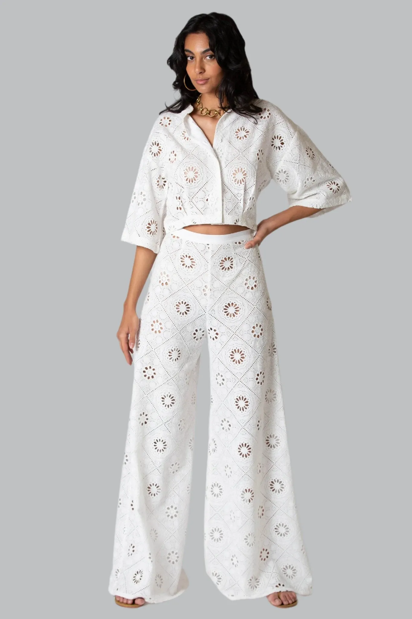 Sedona Diamond Eyelet Embroidered Top
