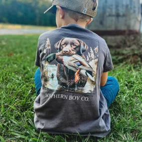 (SHORT) Waterfowl Lab (Charcoal) Short Sleeve Kids Tee (D)