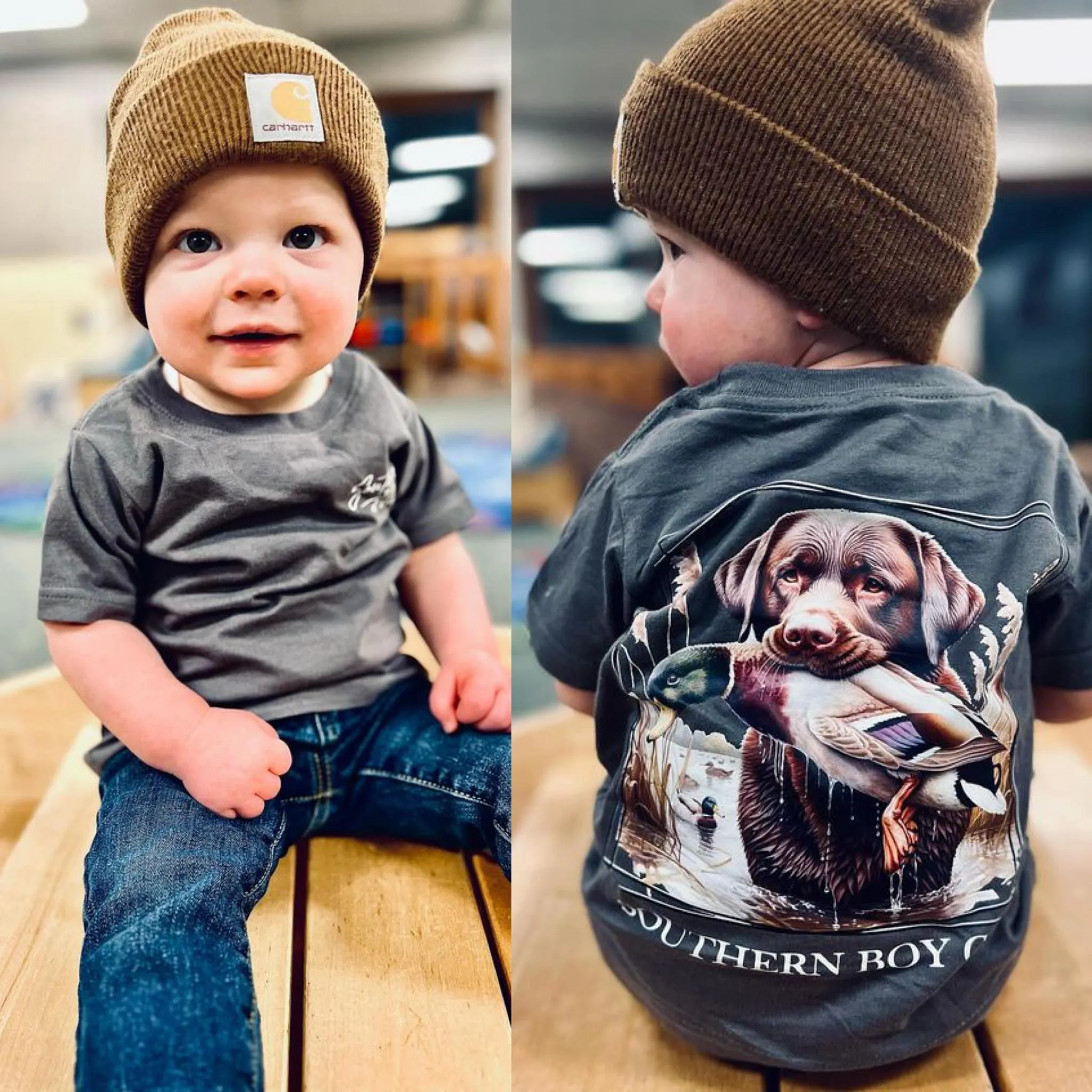(SHORT) Waterfowl Lab (Charcoal) Short Sleeve Kids Tee (D)