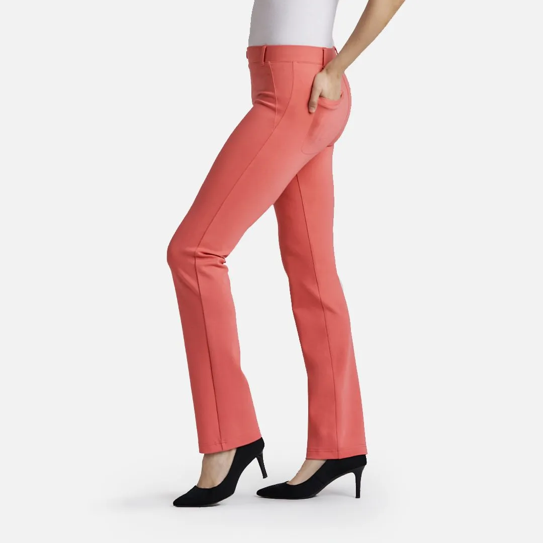 Straight-Leg Two-Pocket Dress Pant Yoga Pants (Flamingo)