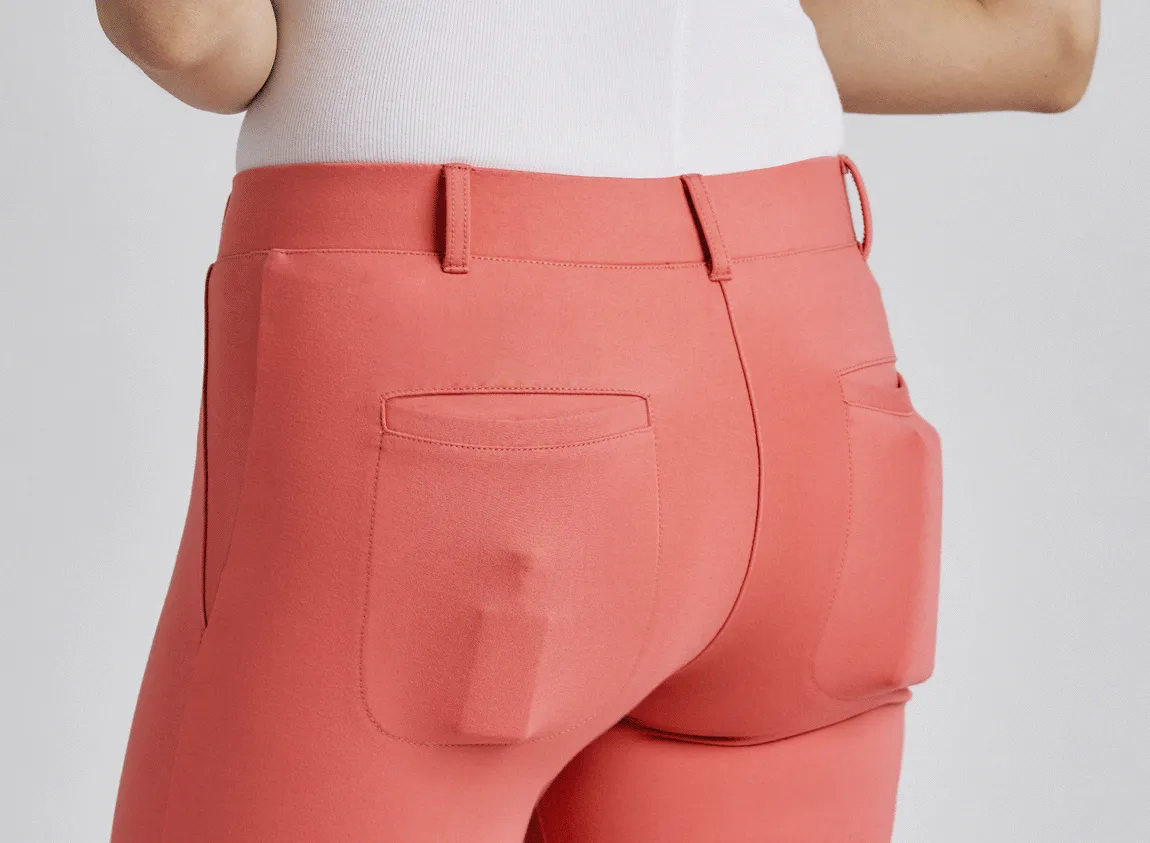Straight-Leg Two-Pocket Dress Pant Yoga Pants (Flamingo)